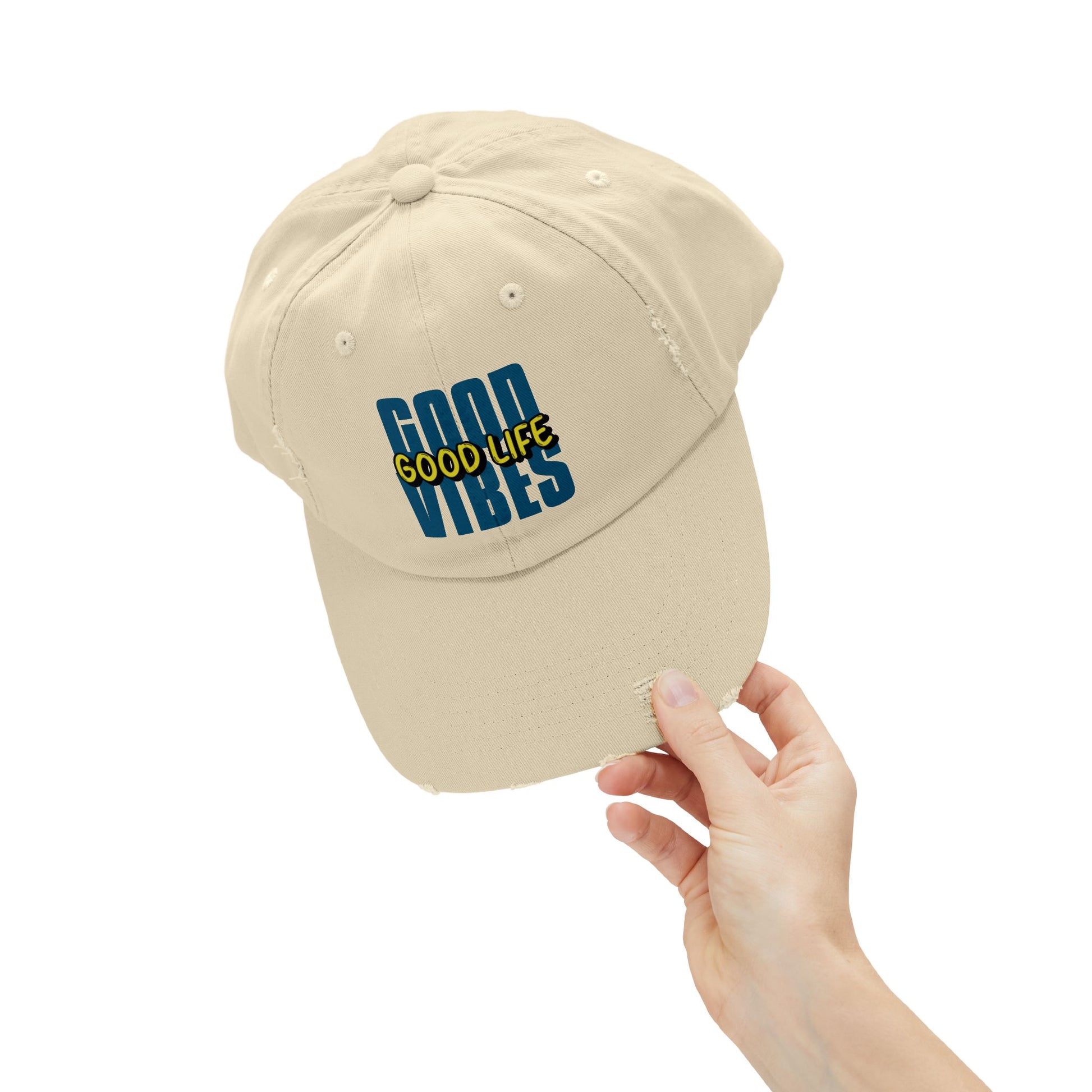 Good Vibes Good Life Unisex Distressed Cap