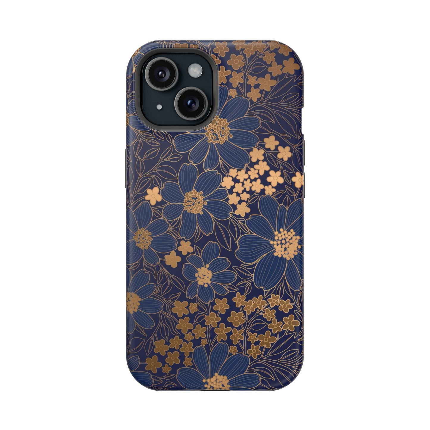 Luxury Serial Magnetic Phone Case, Golden Floral