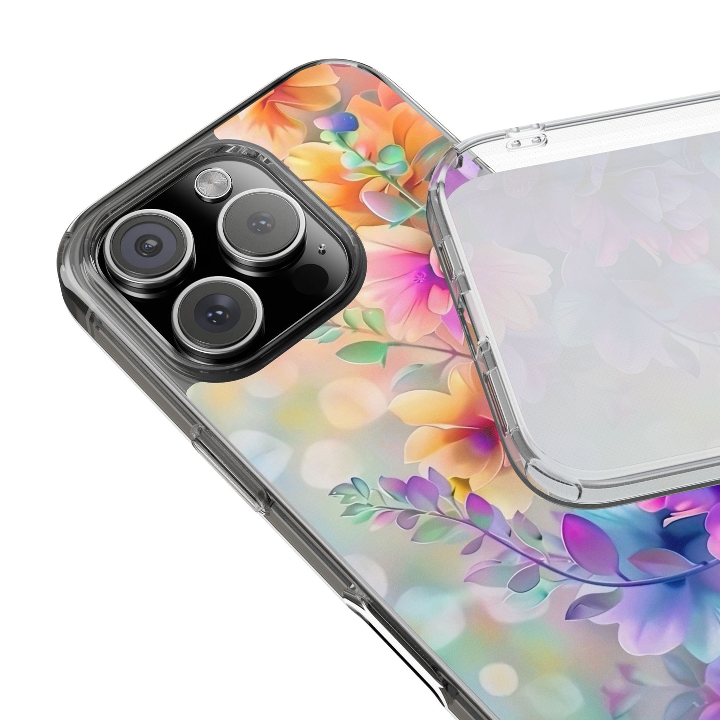 Floral Clear Phone Case -  Colorful Spring Design