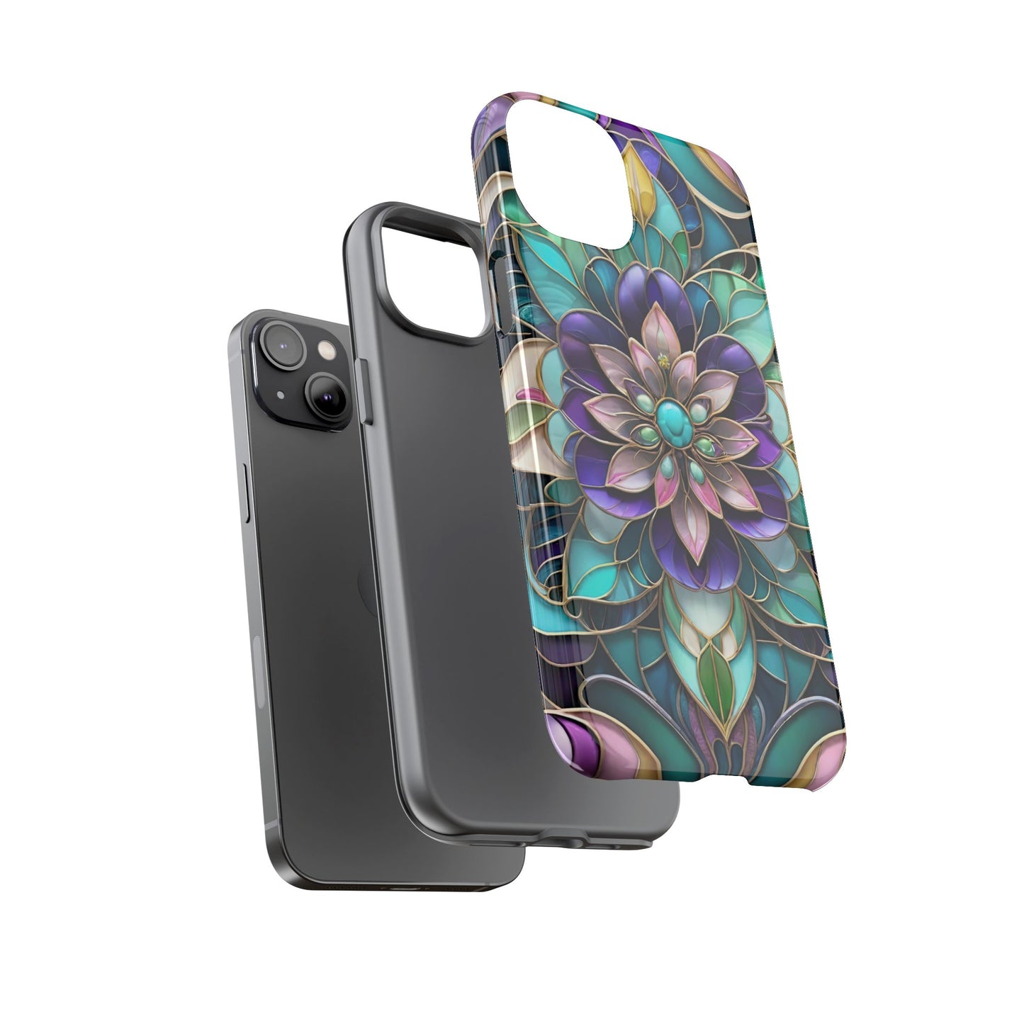 Floral Stained Glass Tough Phone Case -Stylish Protection for Your Device