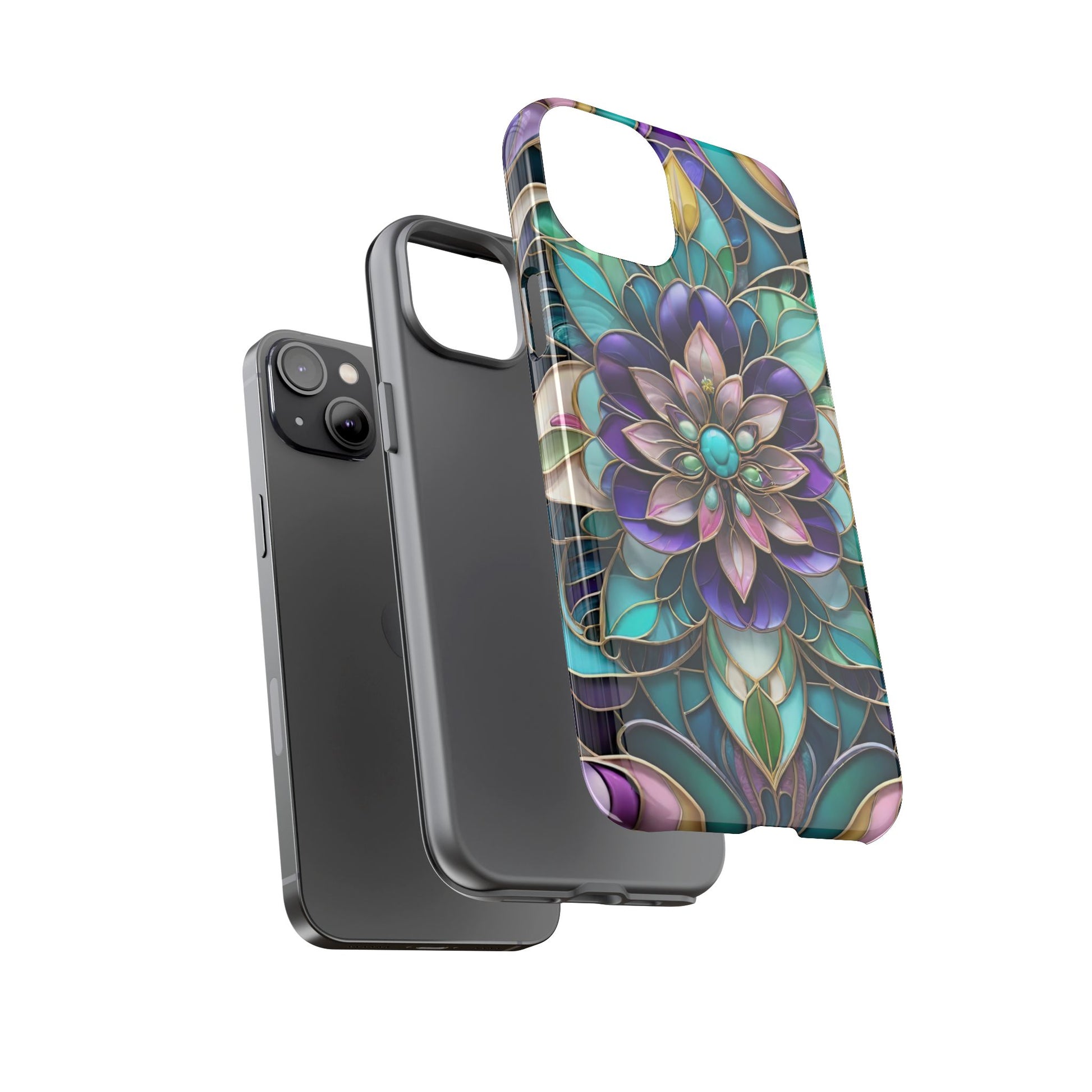 Floral Stained Glass Tough Phone Case -Stylish Protection for Your Device