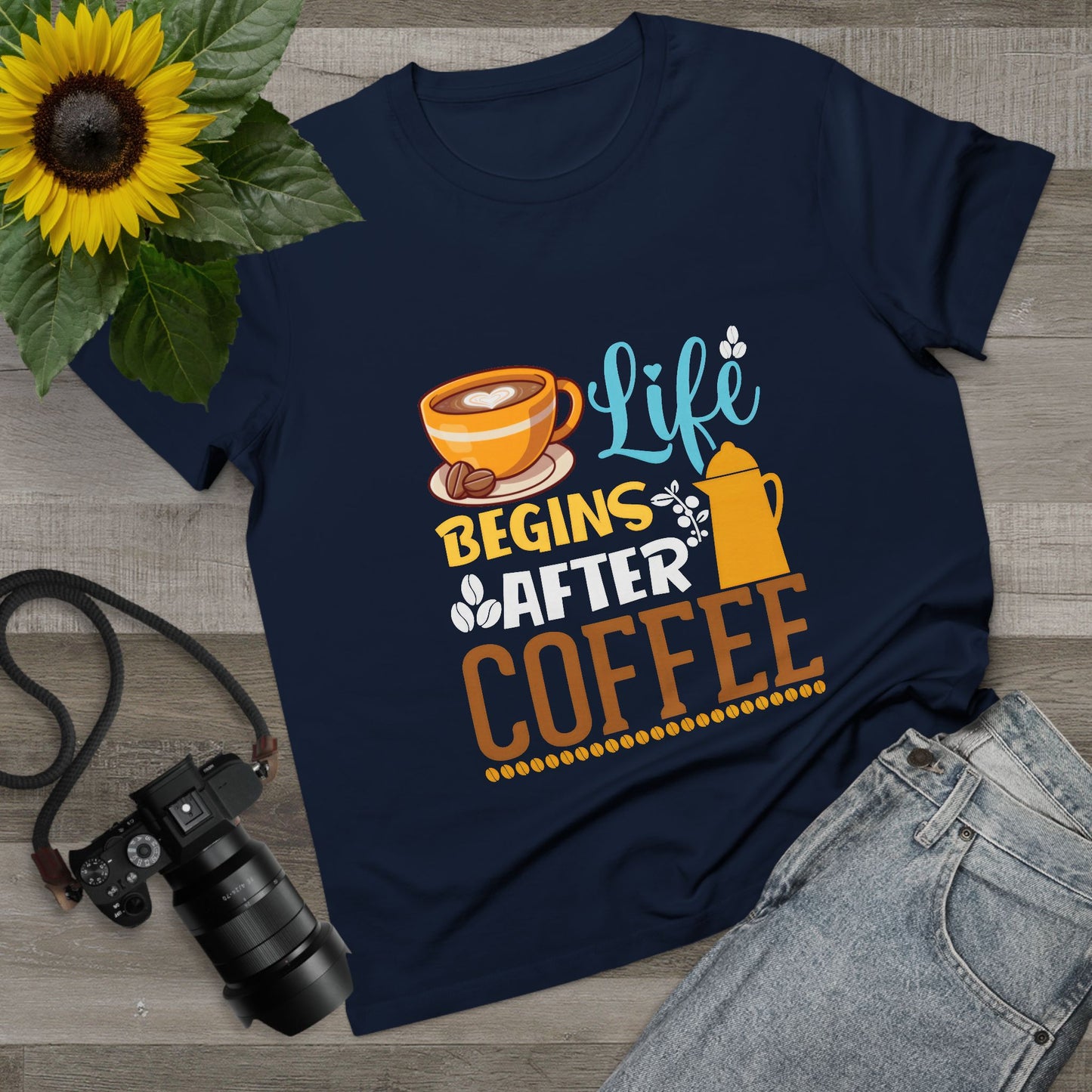 Coffee Lovers Women’s Maple Tee - Life Begins After Coffee Shirt