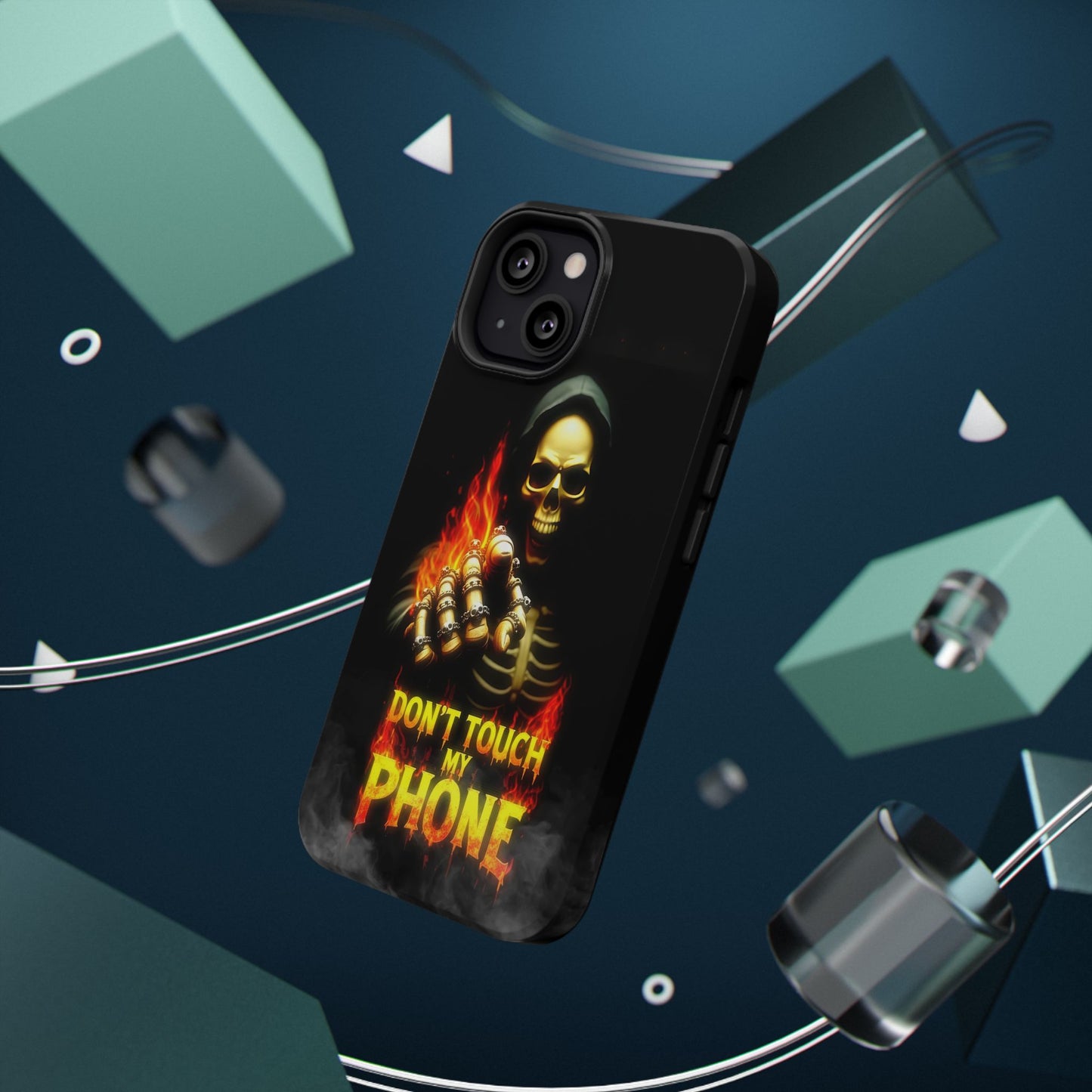 Skull Design Impact-Resistant iPhone Case, Don't Touch My Phone