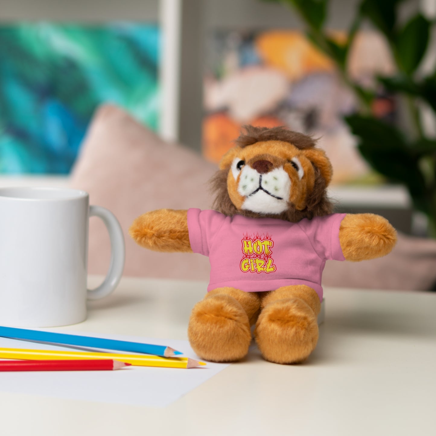 Cute Plush Animal with Hot Girl Tee for Birthdays, Baby Showers, Children, Gifts