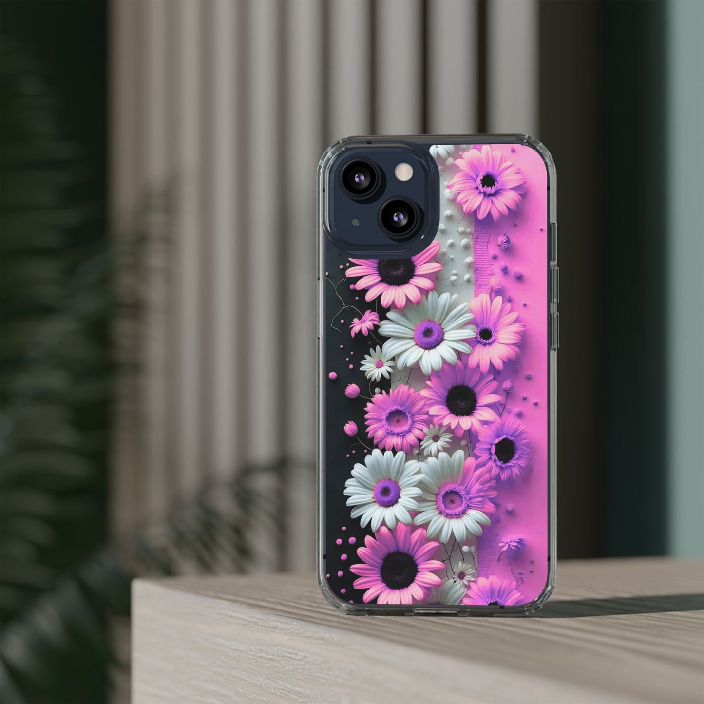 Floral Clear Phone Case – Pink Flower Design