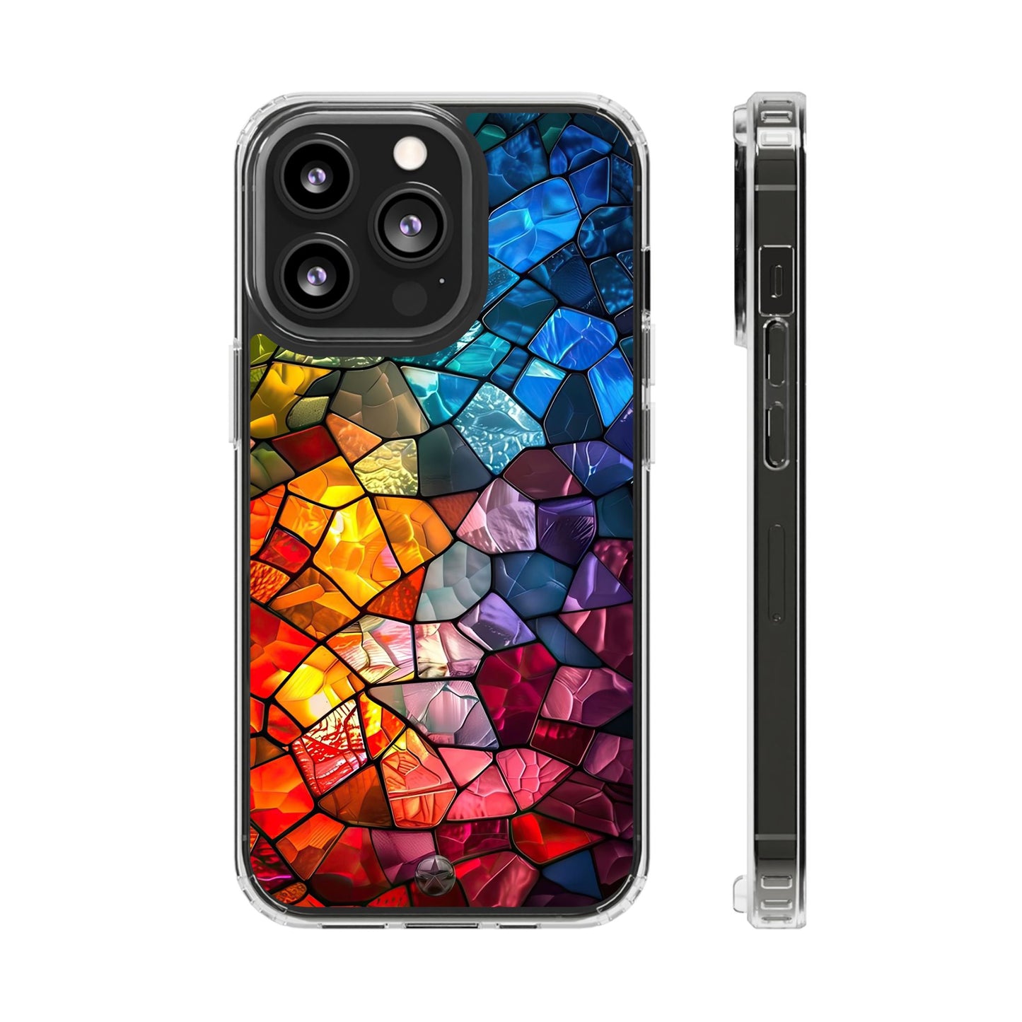 Vibrant Clear Phone Case, Colorful Stained Glass Design