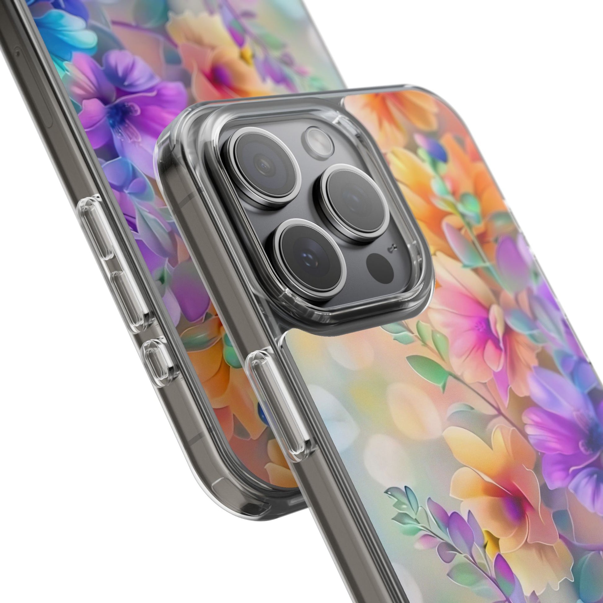 Floral Clear Phone Case -  Colorful Spring Design