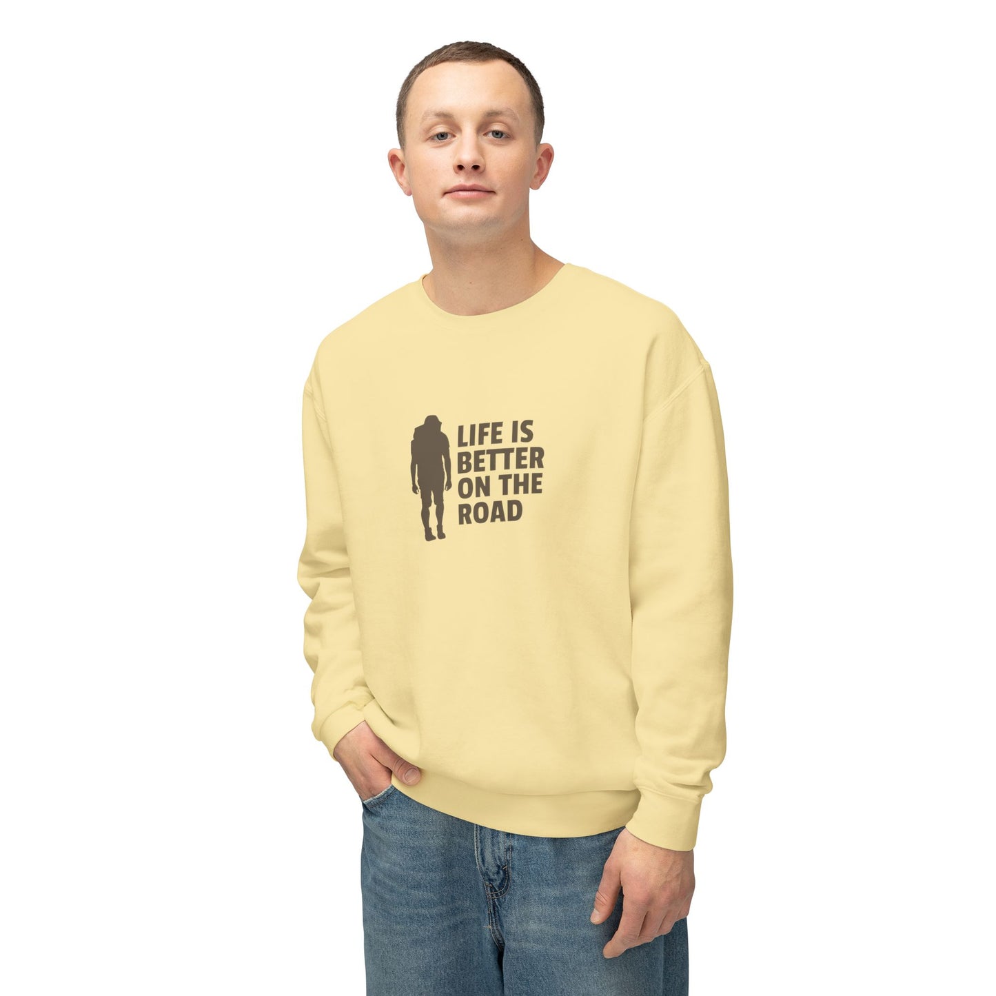 Life Is Better On The Road Unisex Lightweight Crewneck Sweatshirt