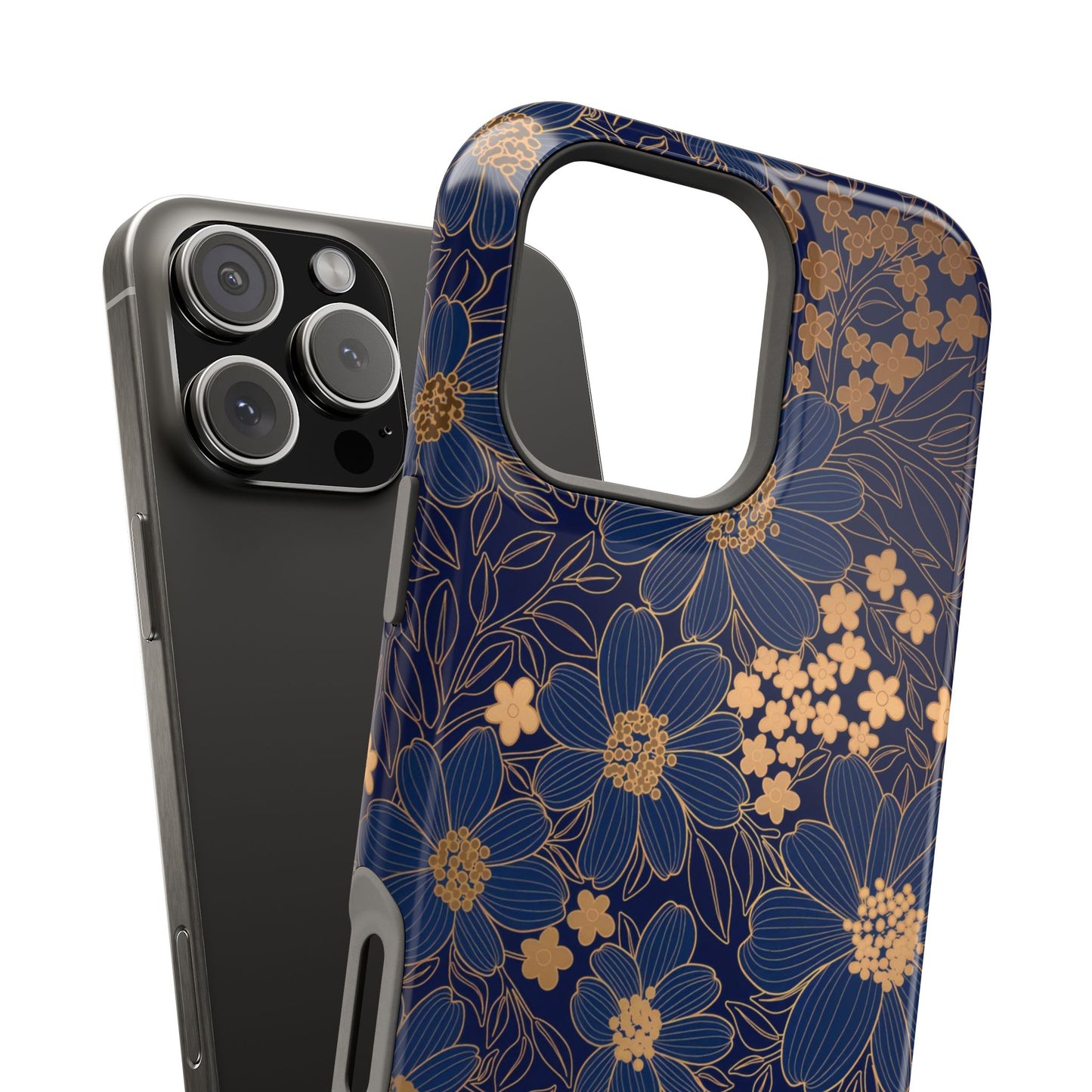 Luxury Serial Magnetic Phone Case, Golden Floral