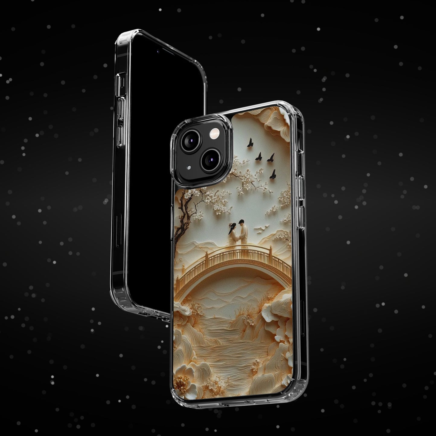 Romantic Couple 3D Effect Clear Cases,  Artistic Protective Cover