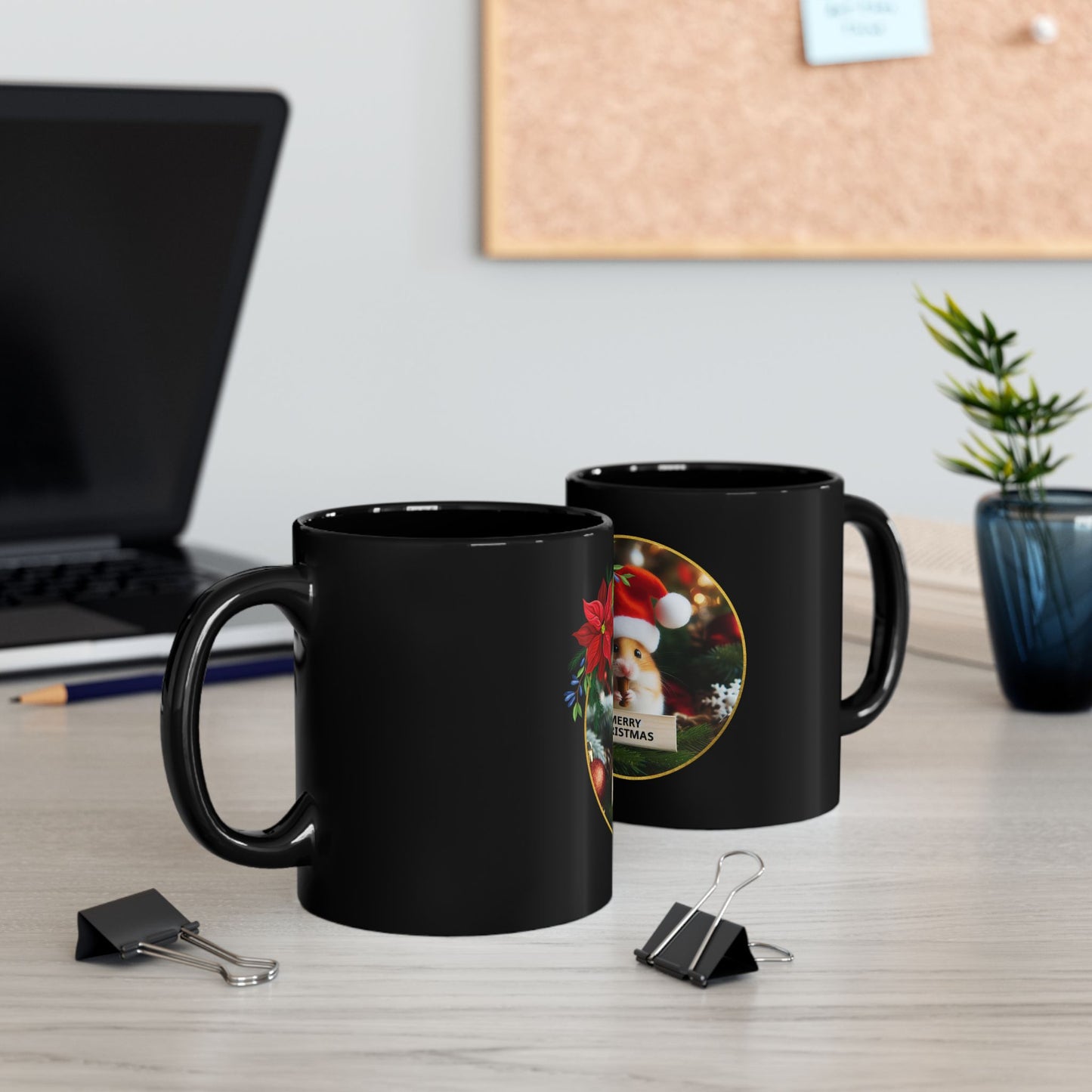 Hamster Claus is Coming to Town Black Mug - 11oz, 15oz