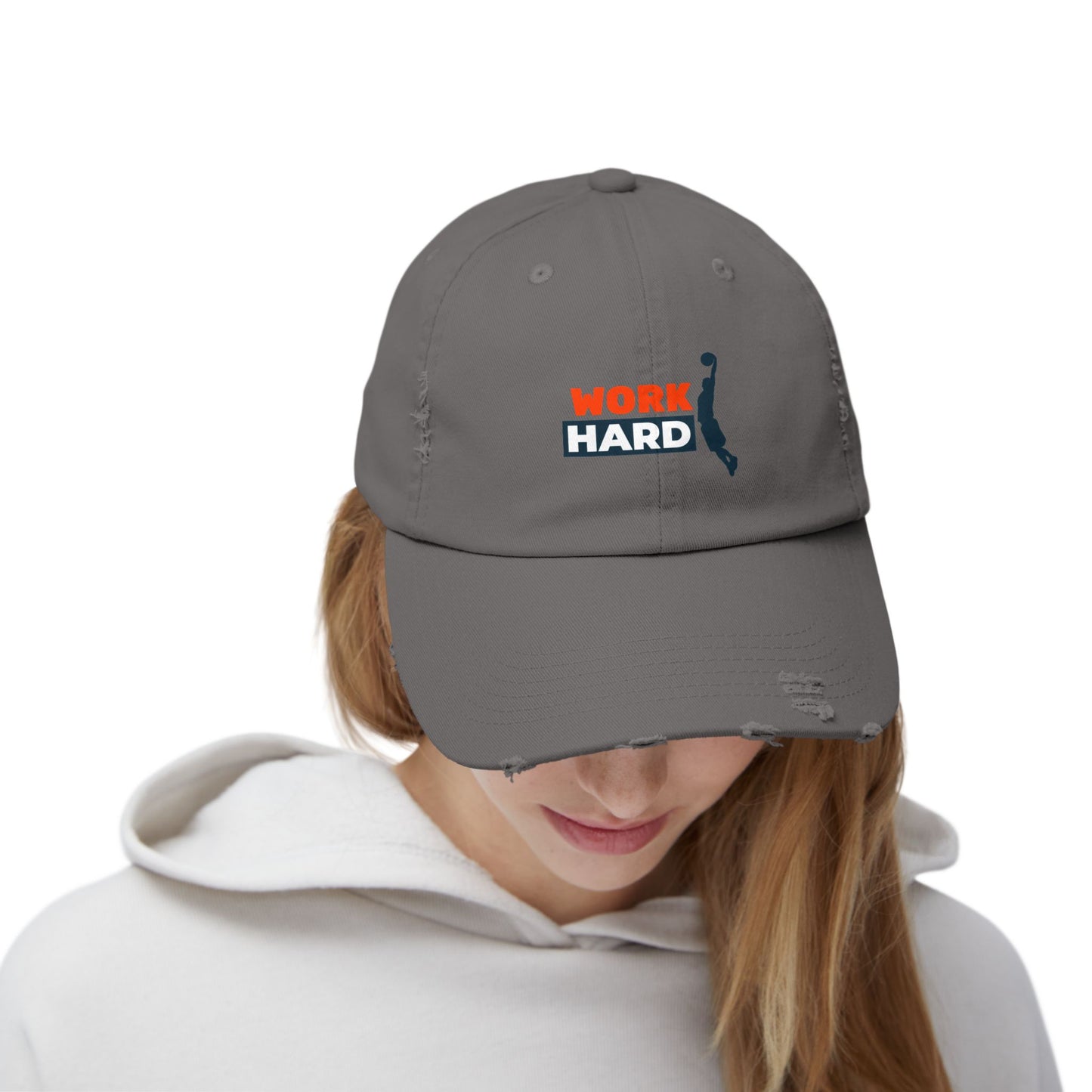 Work Hard Unisex Distressed Cap