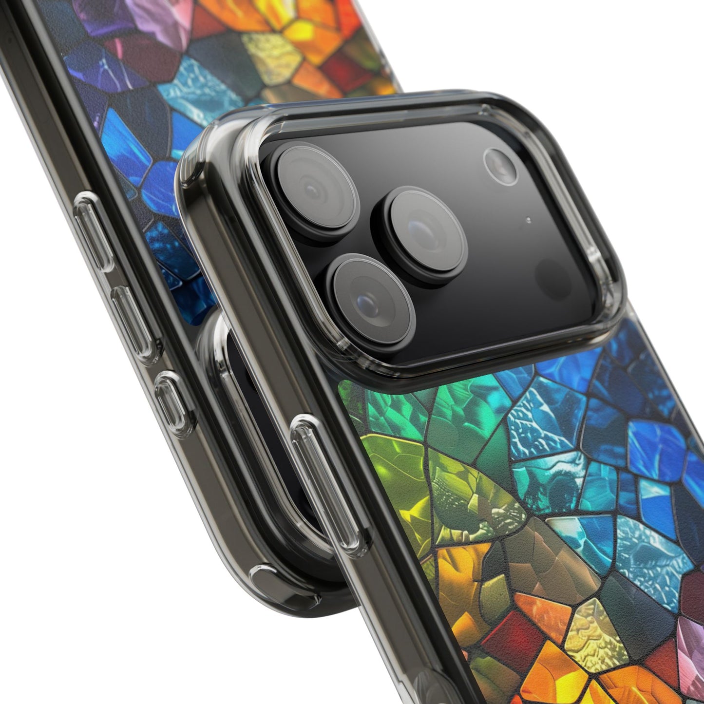 Vibrant Clear Phone Case, Colorful Stained Glass Design