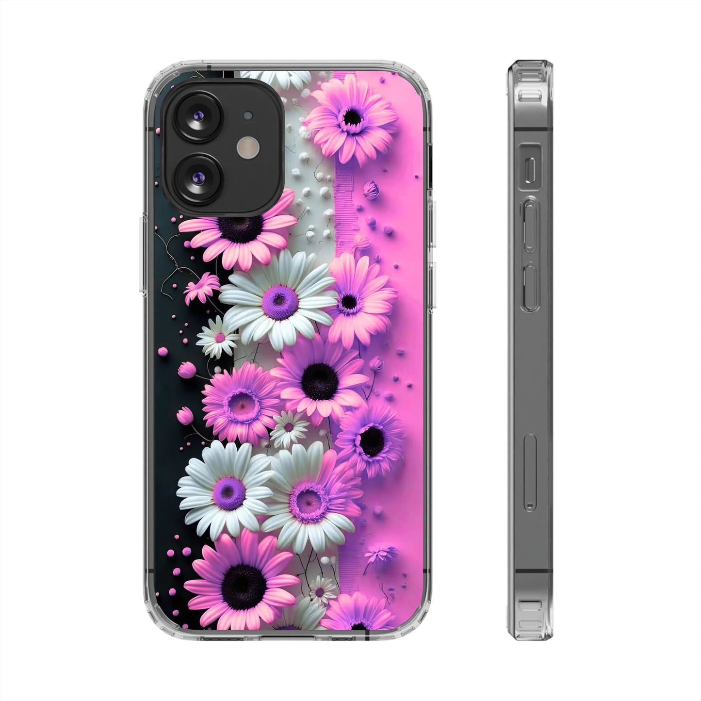 Floral Clear Phone Case – Pink Flower Design