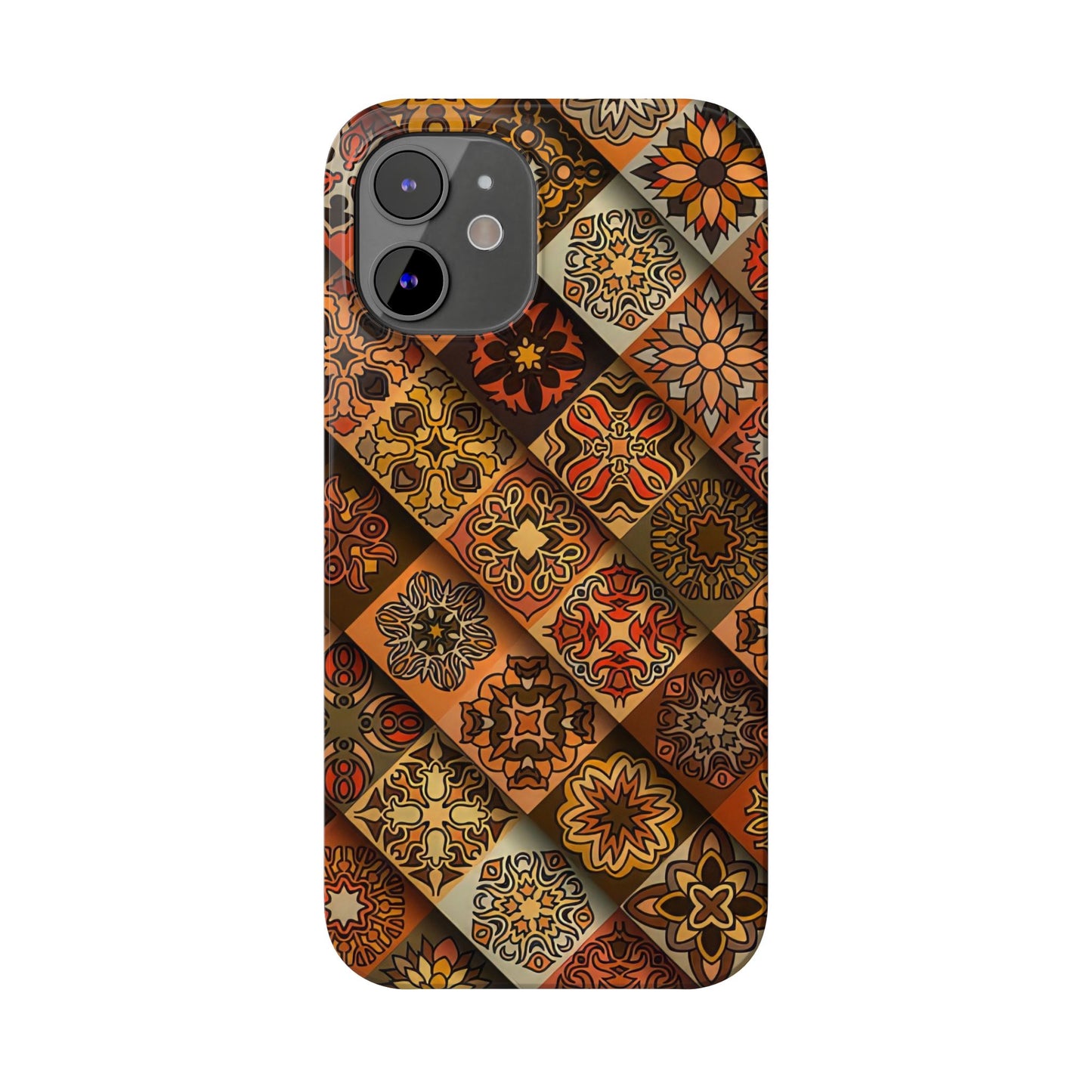 Aztec Geometric Slim Case, Boho Orange