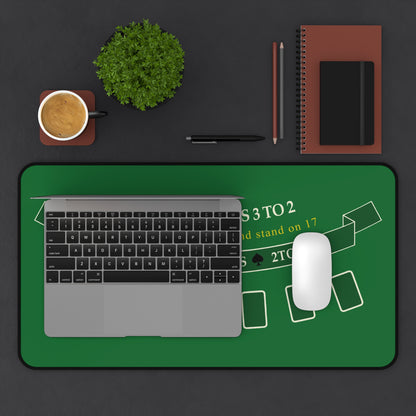 2-in-1 Blackjack Desk Mat with Stitched Edge