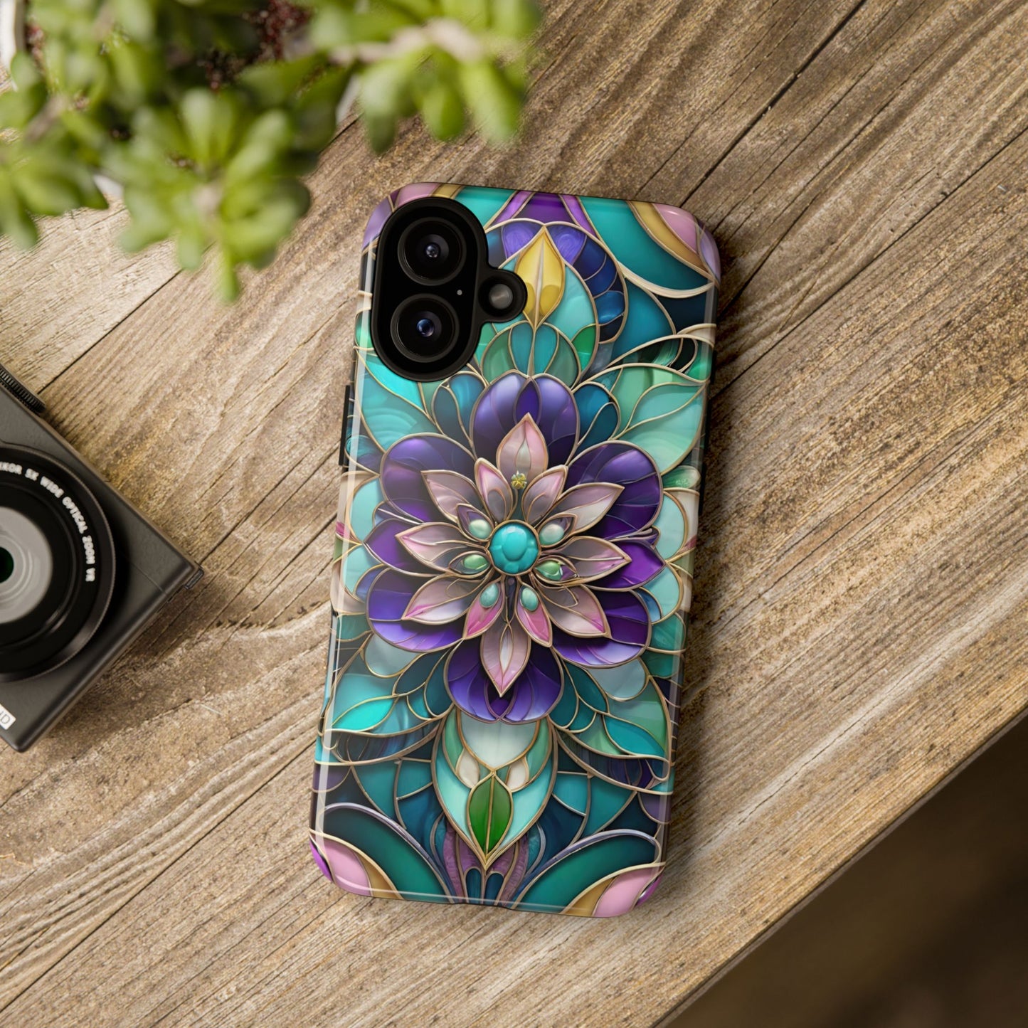 Floral Stained Glass Tough Phone Case -Stylish Protection for Your Device