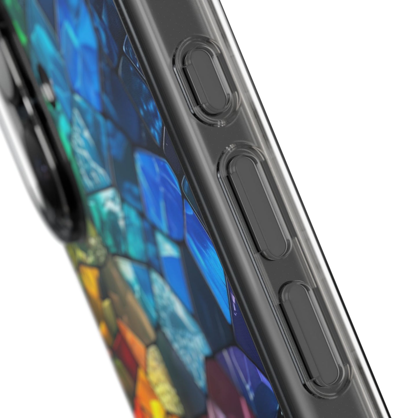 Vibrant Clear Phone Case, Colorful Stained Glass Design