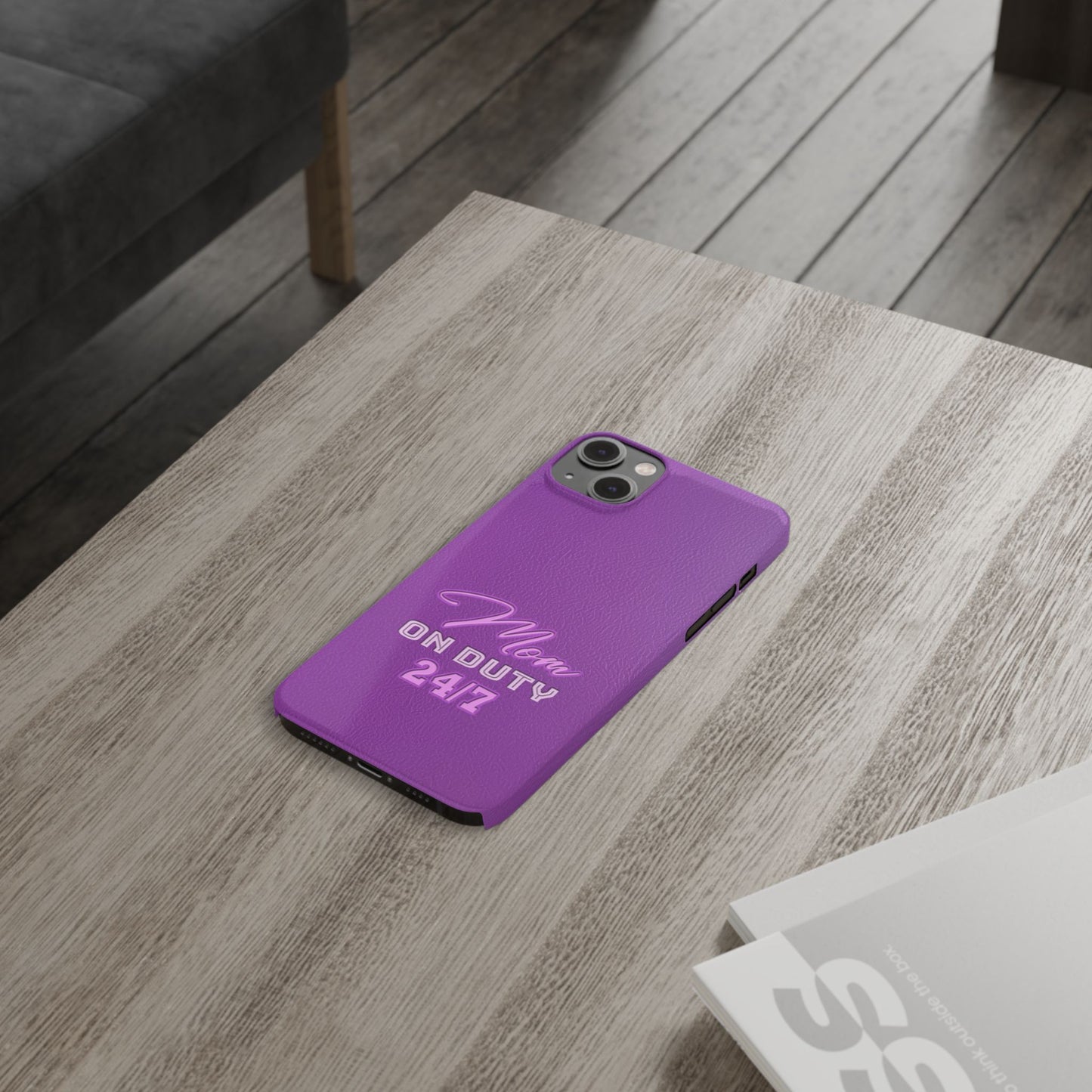 Mom On Duty Slim Case, Purple Case for Mothers