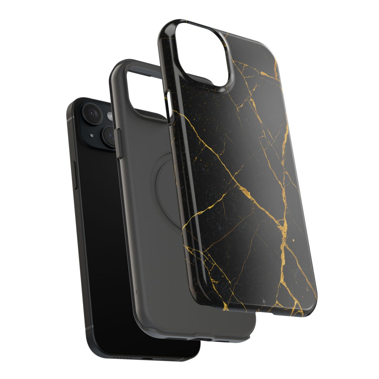 Luxury Black Marble Impact-Resistant iPhone