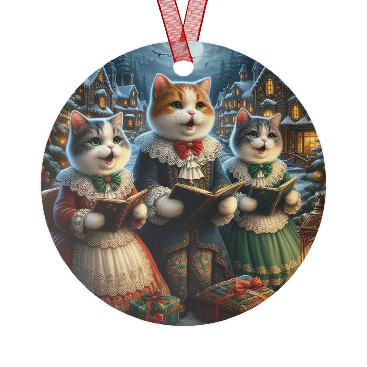 Purrs Of Yuletide Joy Metal Ornaments, 2-Side Print