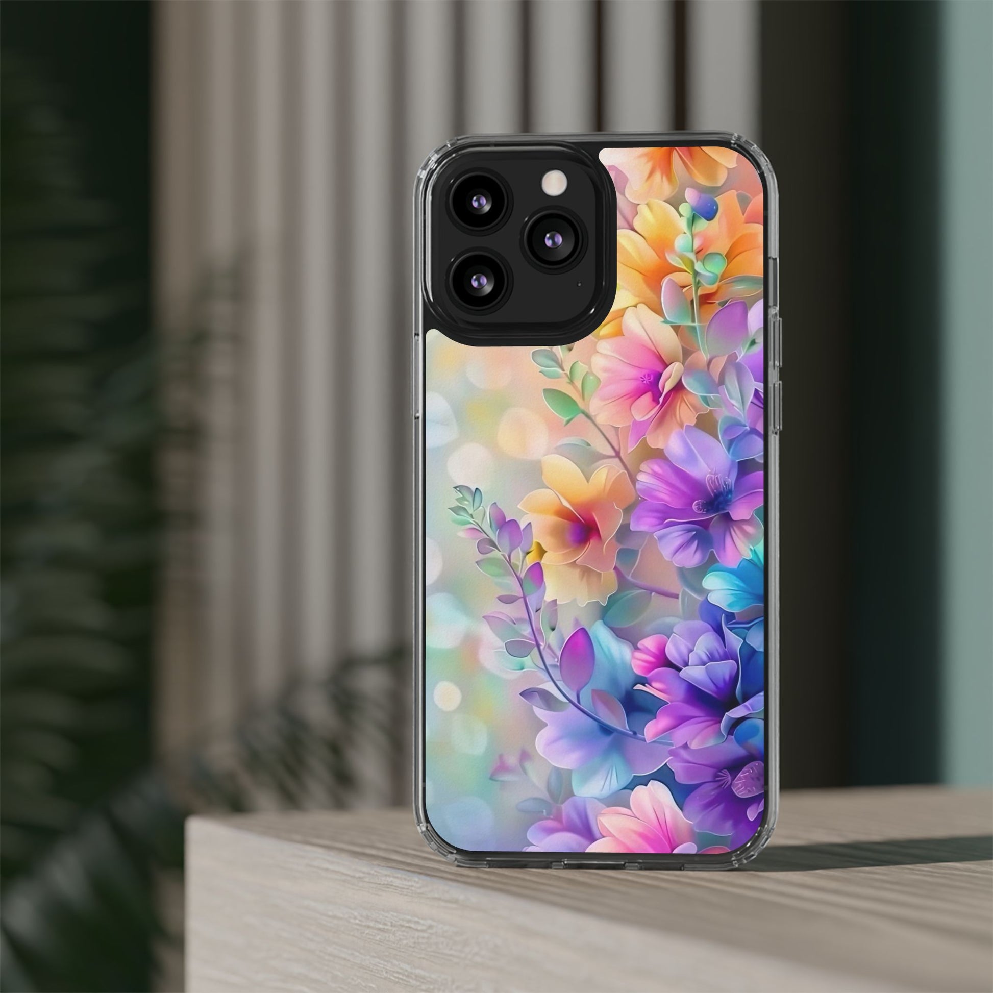 Floral Clear Phone Case -  Colorful Spring Design