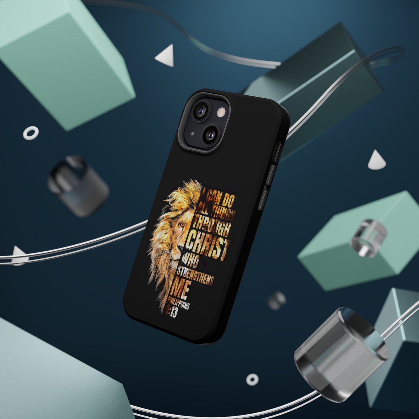 Inspirational Lion Magnetic iPhone Case, Strength & Faith, Christian Accessories