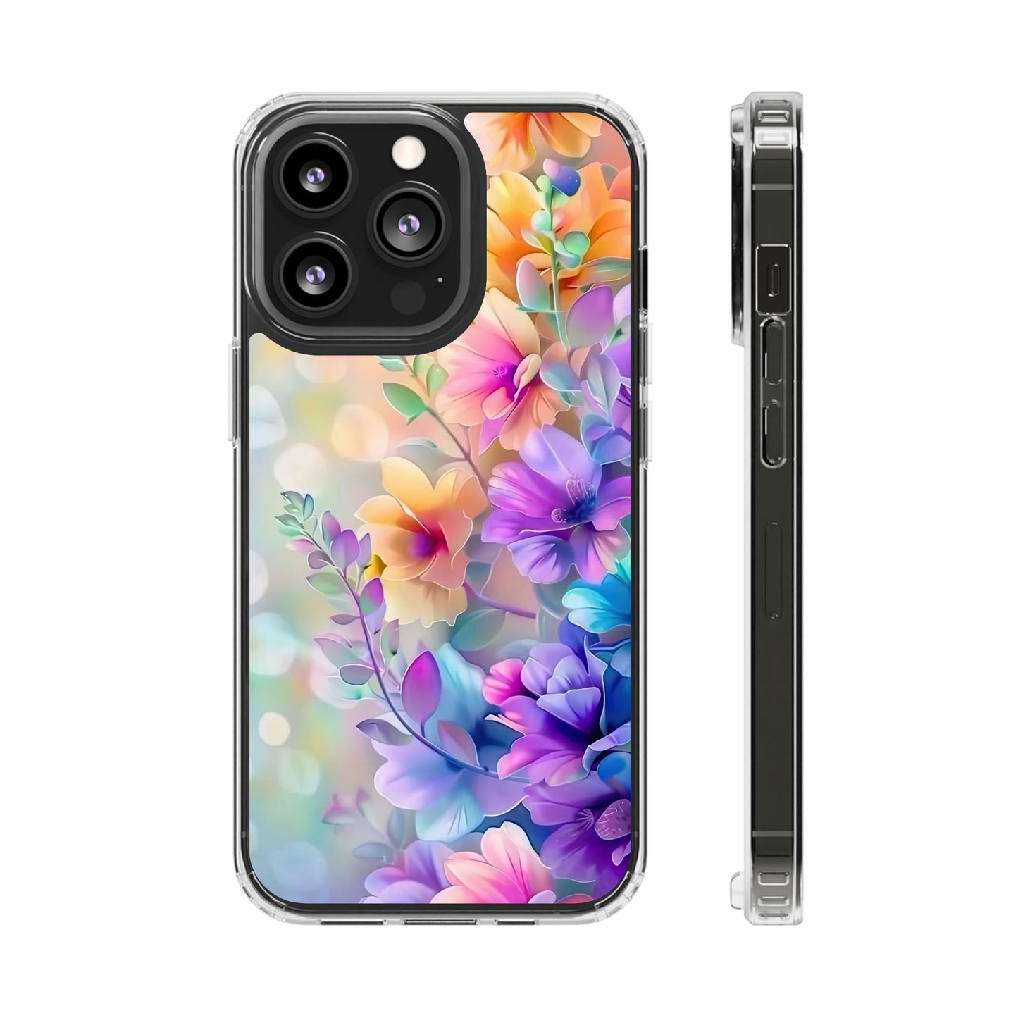 Floral Clear Phone Case -  Colorful Spring Design