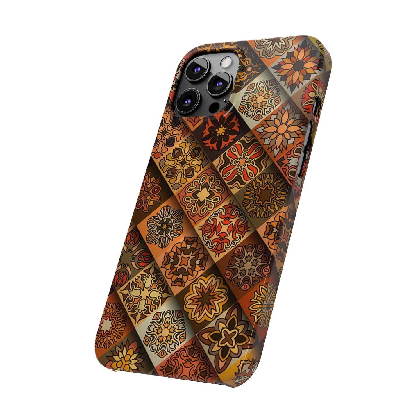 Aztec Geometric Slim Case, Boho Orange