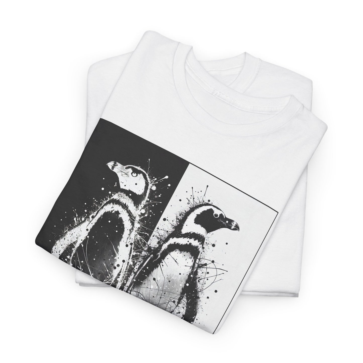 Black & White Penguins Unisex Heavy Cotton Tee