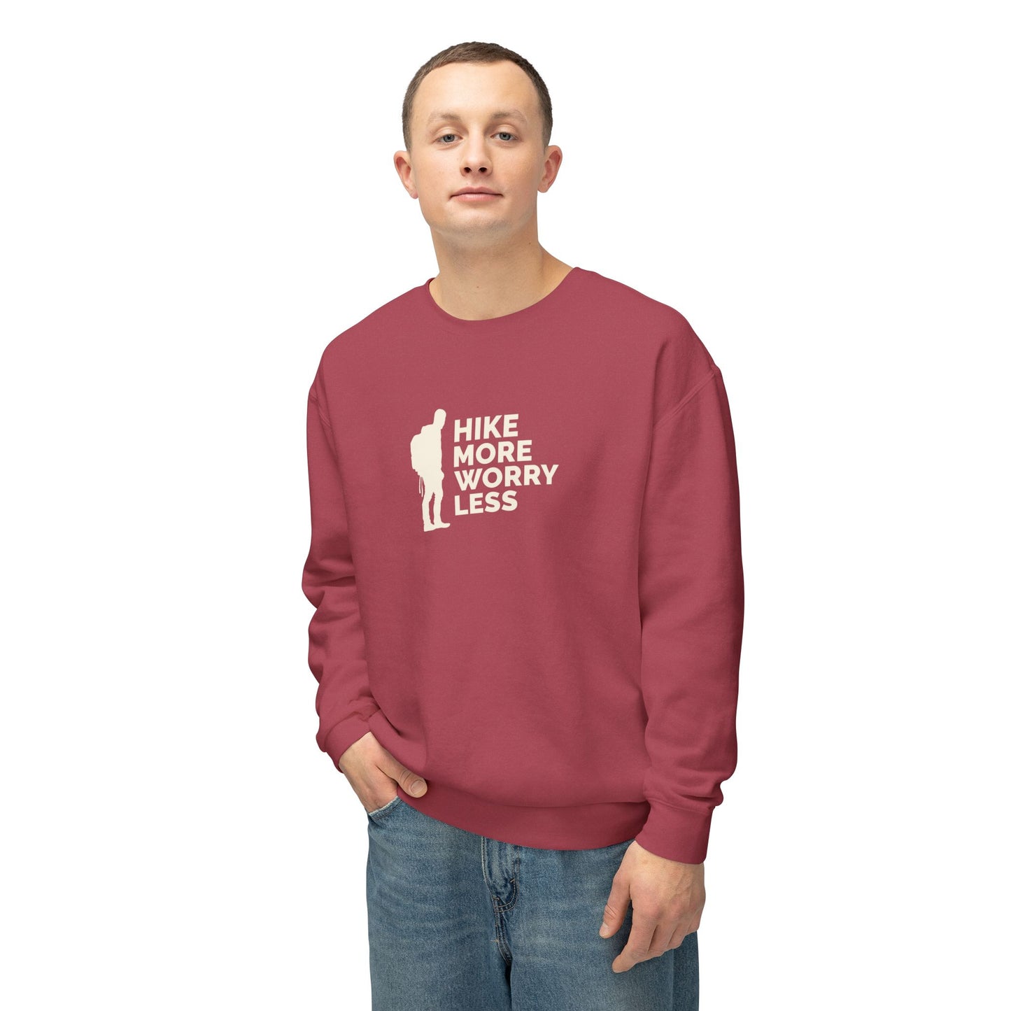 Hike More Worry Less Unisex Lightweight Crewneck Sweatshirt