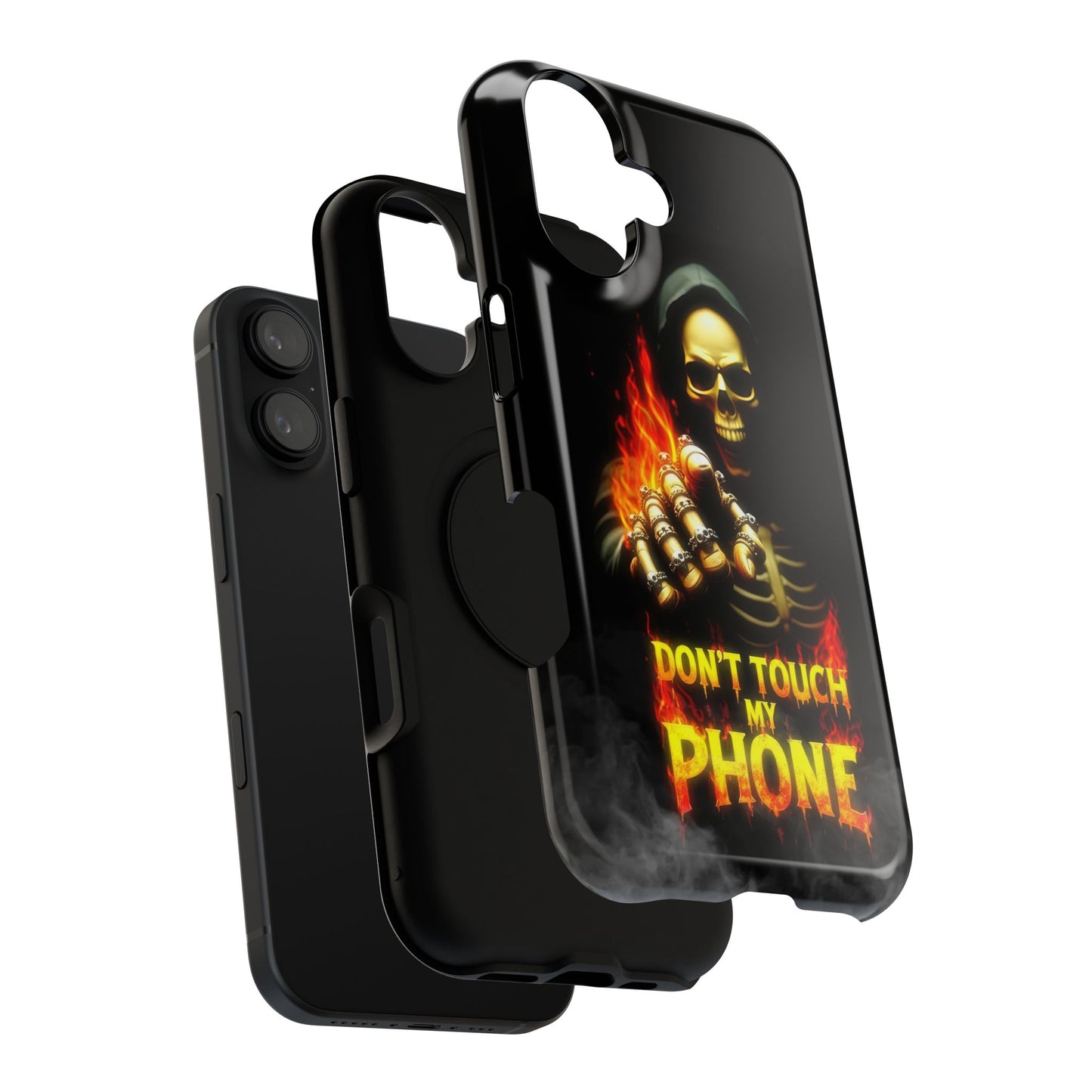 Skull Design Impact-Resistant iPhone Case, Don't Touch My Phone