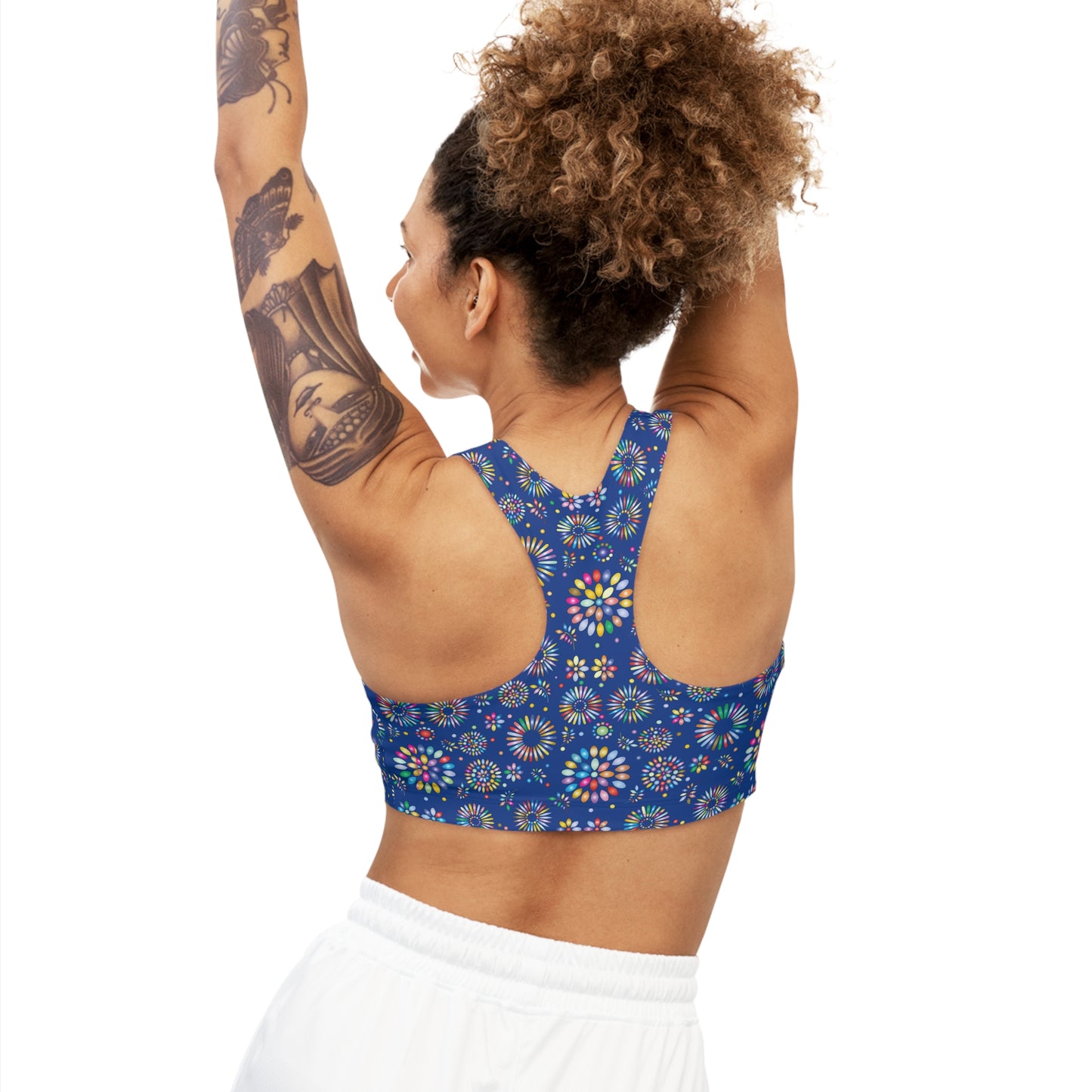 Vibrant Vibes Seamless Sports Bra (AOP) / Blue