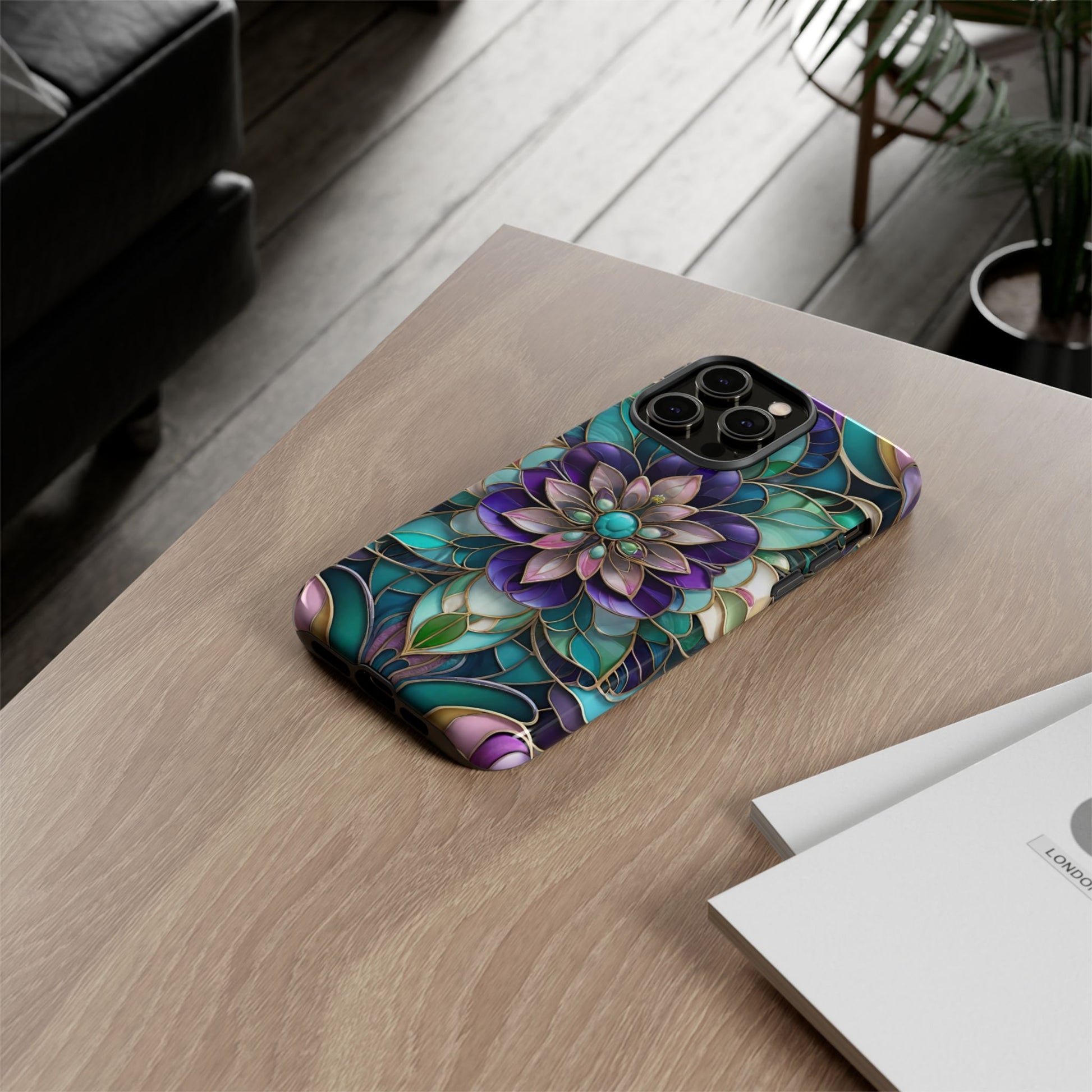 Floral Stained Glass Tough Phone Case -Stylish Protection for Your Device