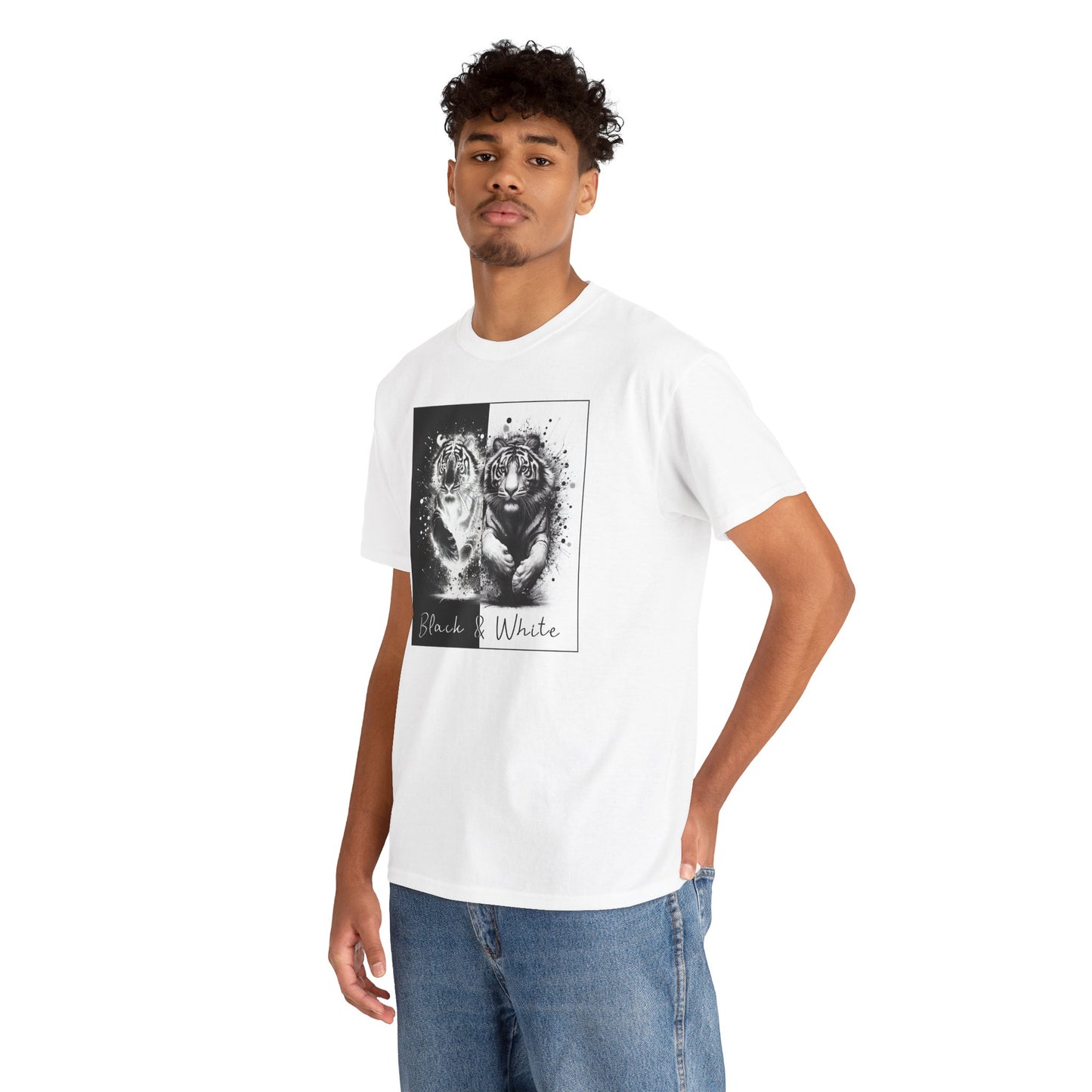 Black & White Tigers Unisex Heavy Cotton Tee