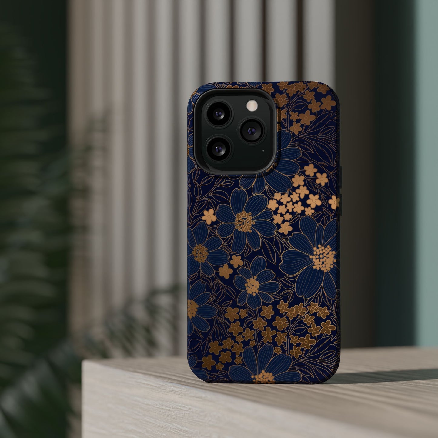 Luxury Serial Magnetic Phone Case, Golden Floral