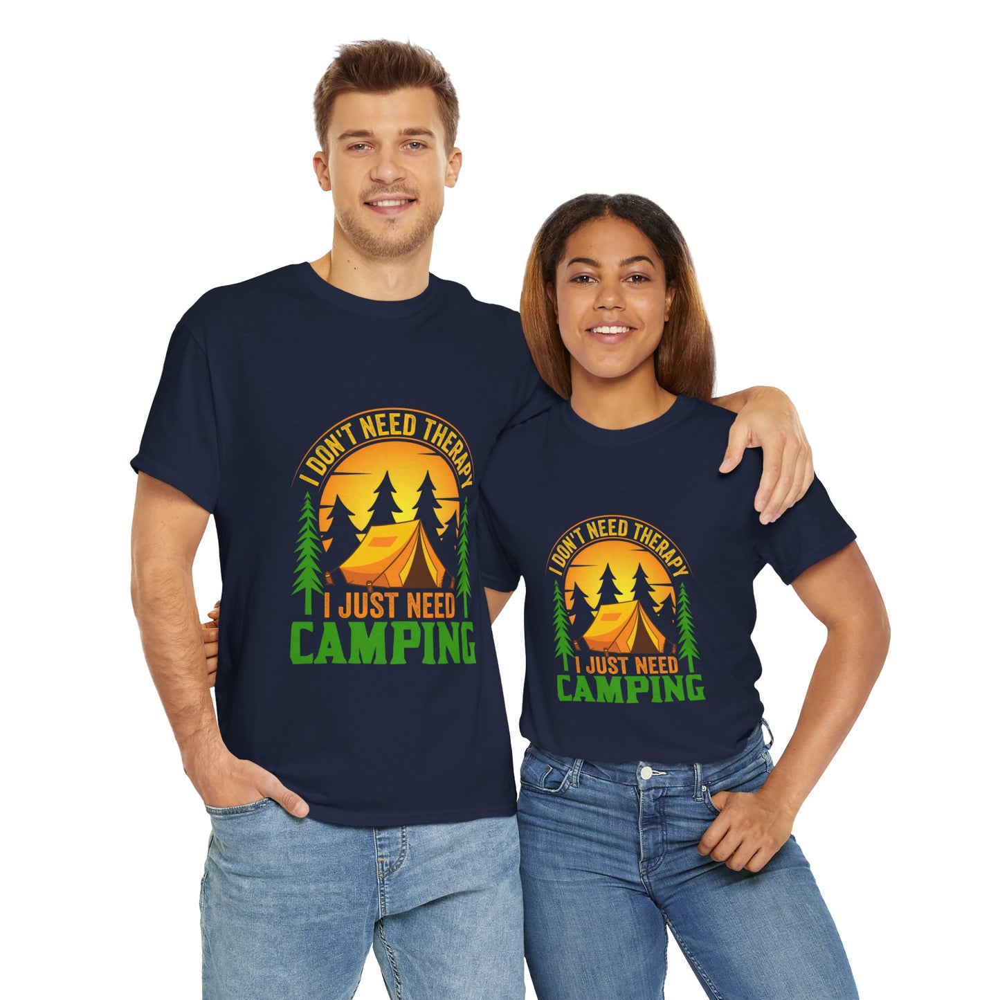 Camping Therapy Unisex Heavy Cotton Tee - Perfect for Outdoor Enthusiasts