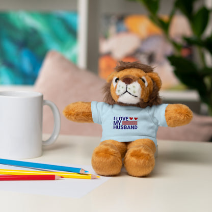 Stuffed Animal with "I love my husband" Tee, Gift for husband