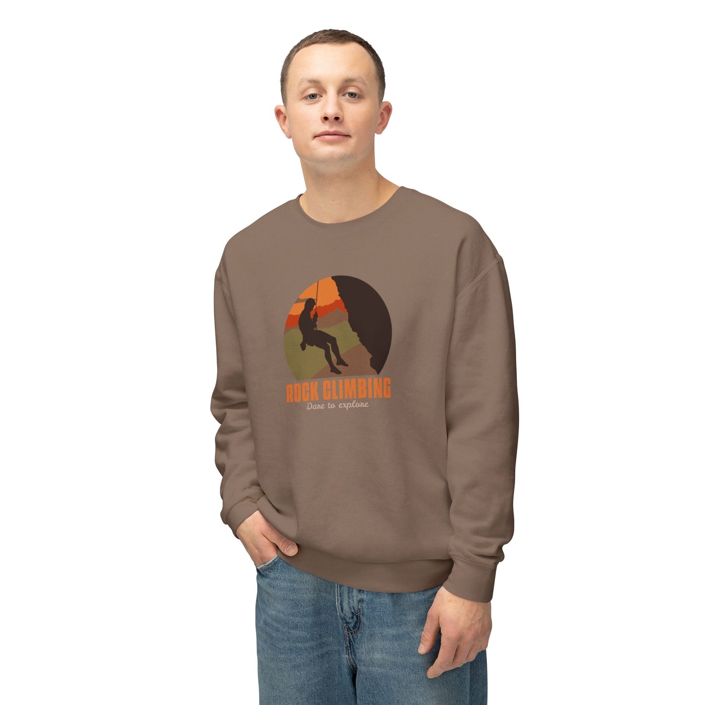 Rock Climbing Dare To Explore Unisex Lightweight Crewneck Sweatshirt