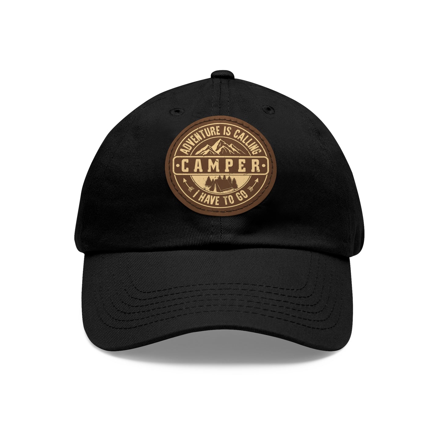 Adventure Camper Dad Hat - Leather Patch Cap for Outdoor Lovers