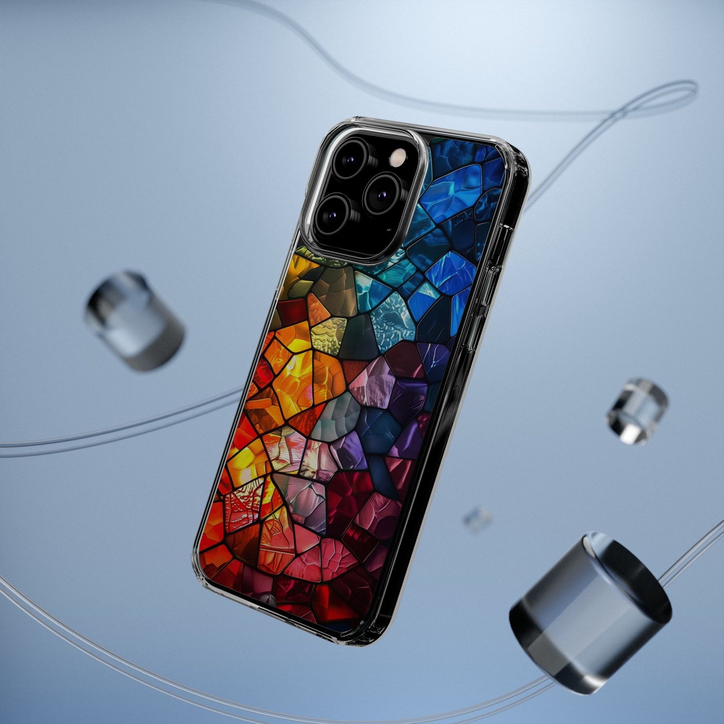Vibrant Clear Phone Case, Colorful Stained Glass Design