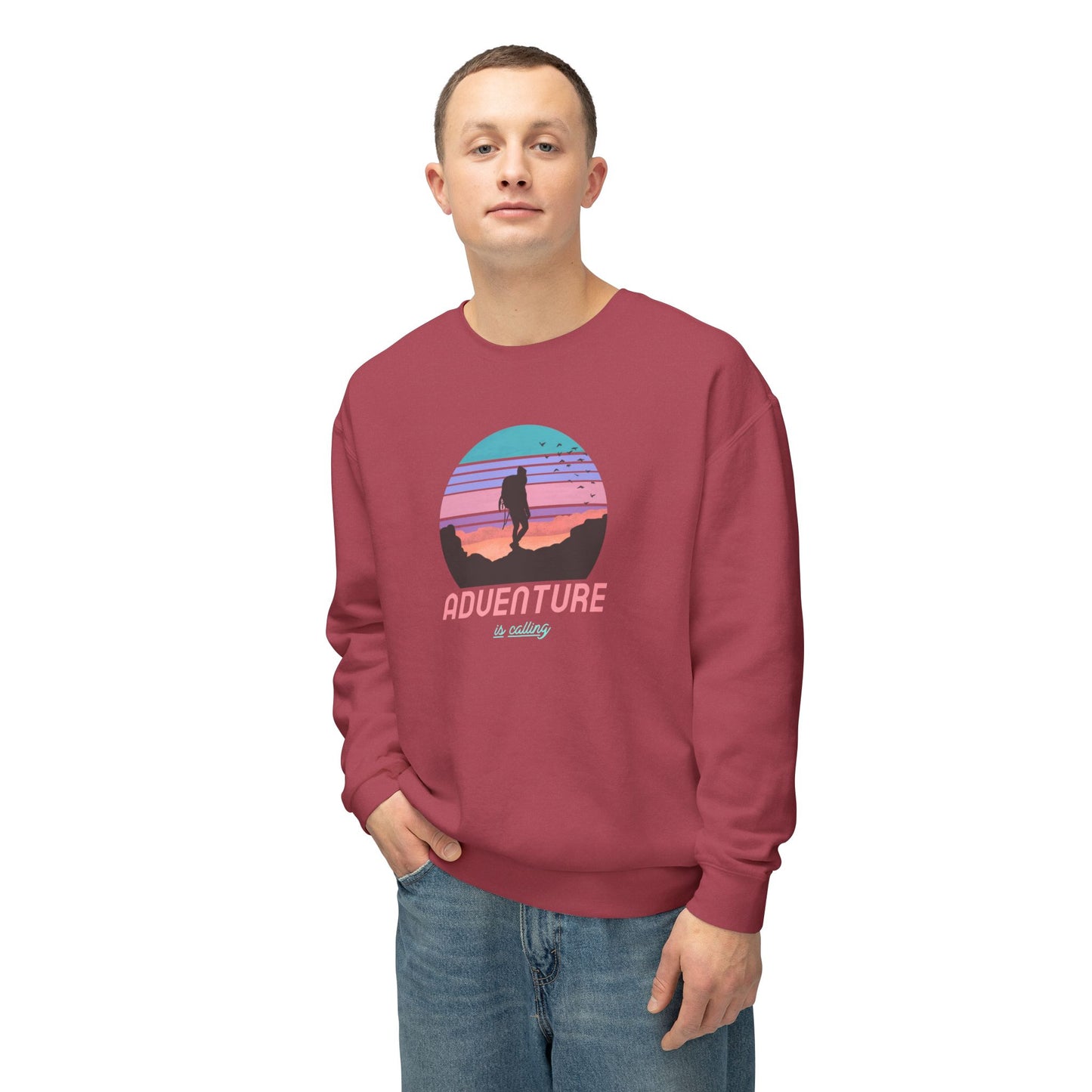 Adventure Is Calling Unisex Lightweight Crewneck Sweatshirt