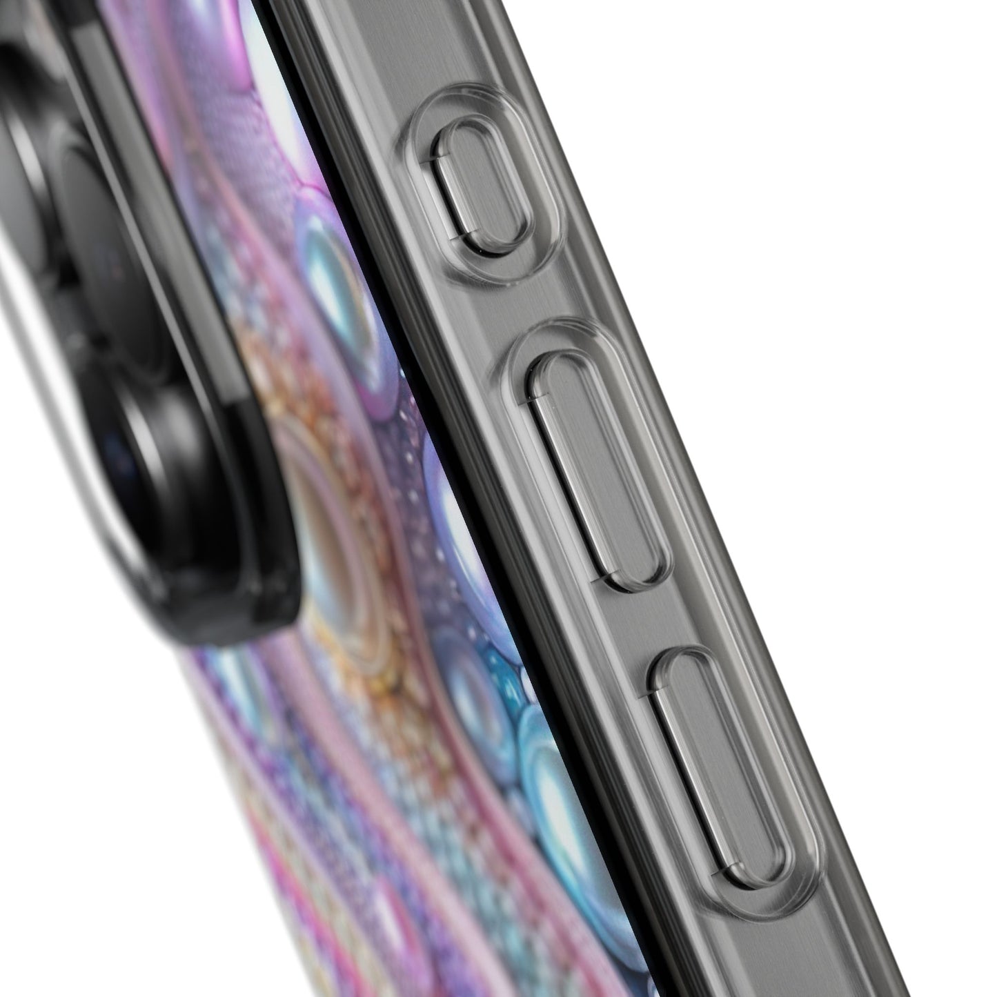 Colorful Pearl Wave Clear Phone Case, Elegant iPhone Cover