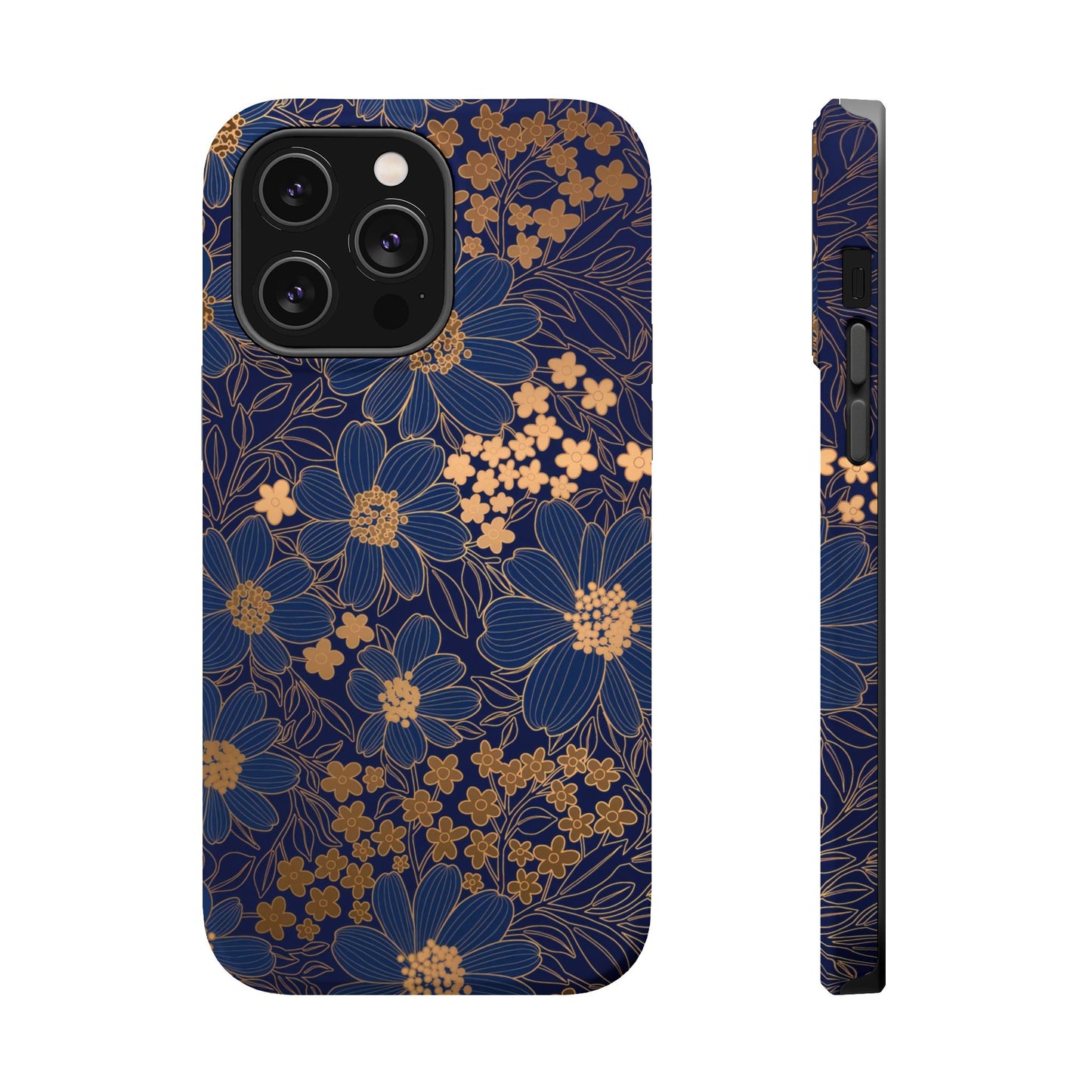 Luxury Serial Magnetic Phone Case, Golden Floral