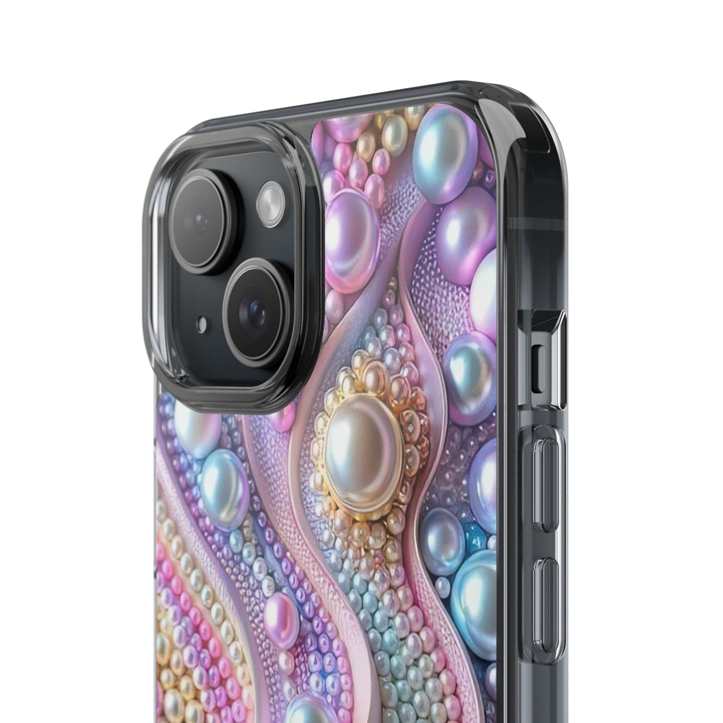 Colorful Pearl Wave Clear Phone Case, Elegant iPhone Cover