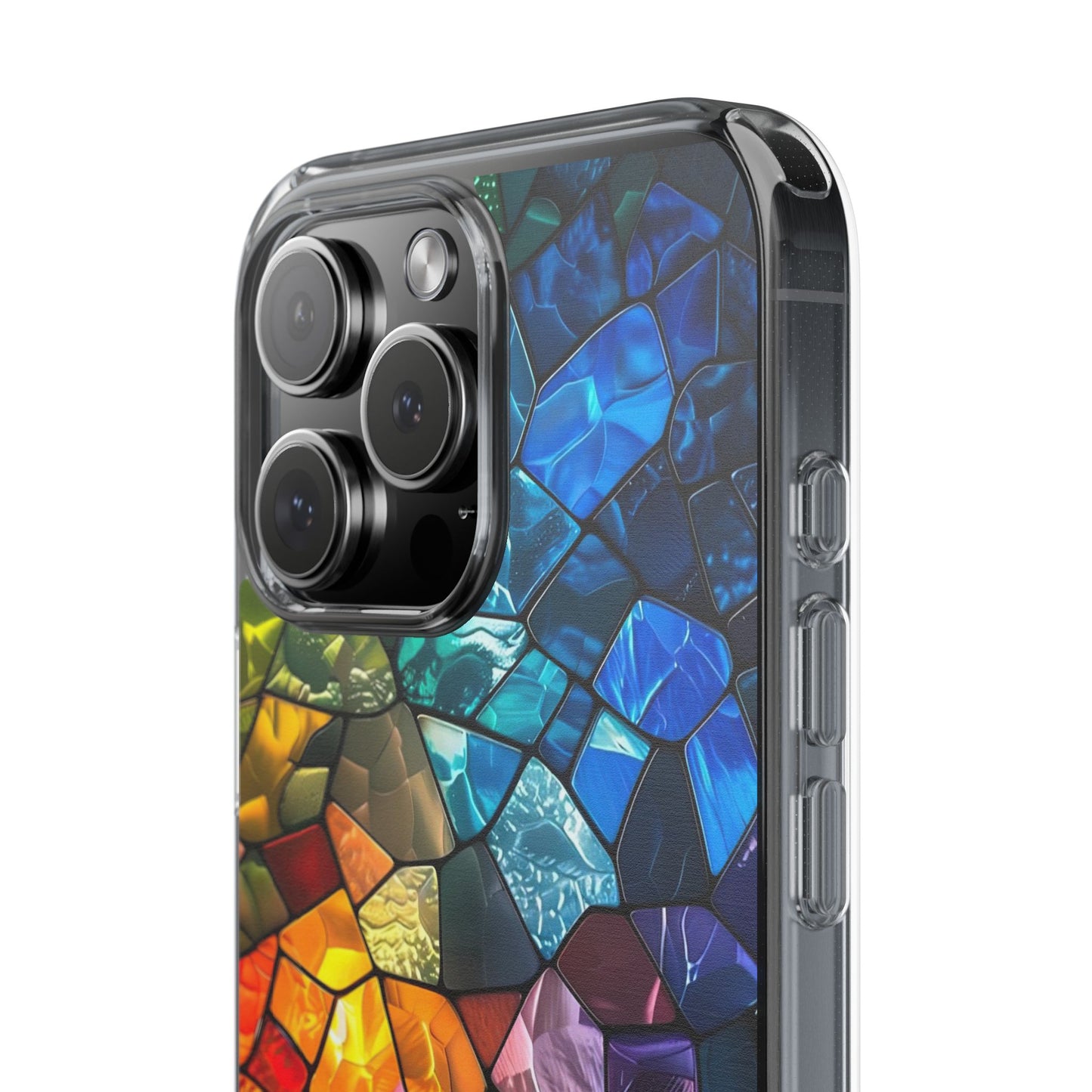 Vibrant Clear Phone Case, Colorful Stained Glass Design