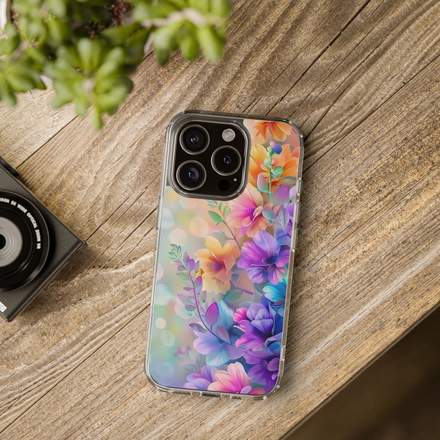 Floral Clear Phone Case -  Colorful Spring Design