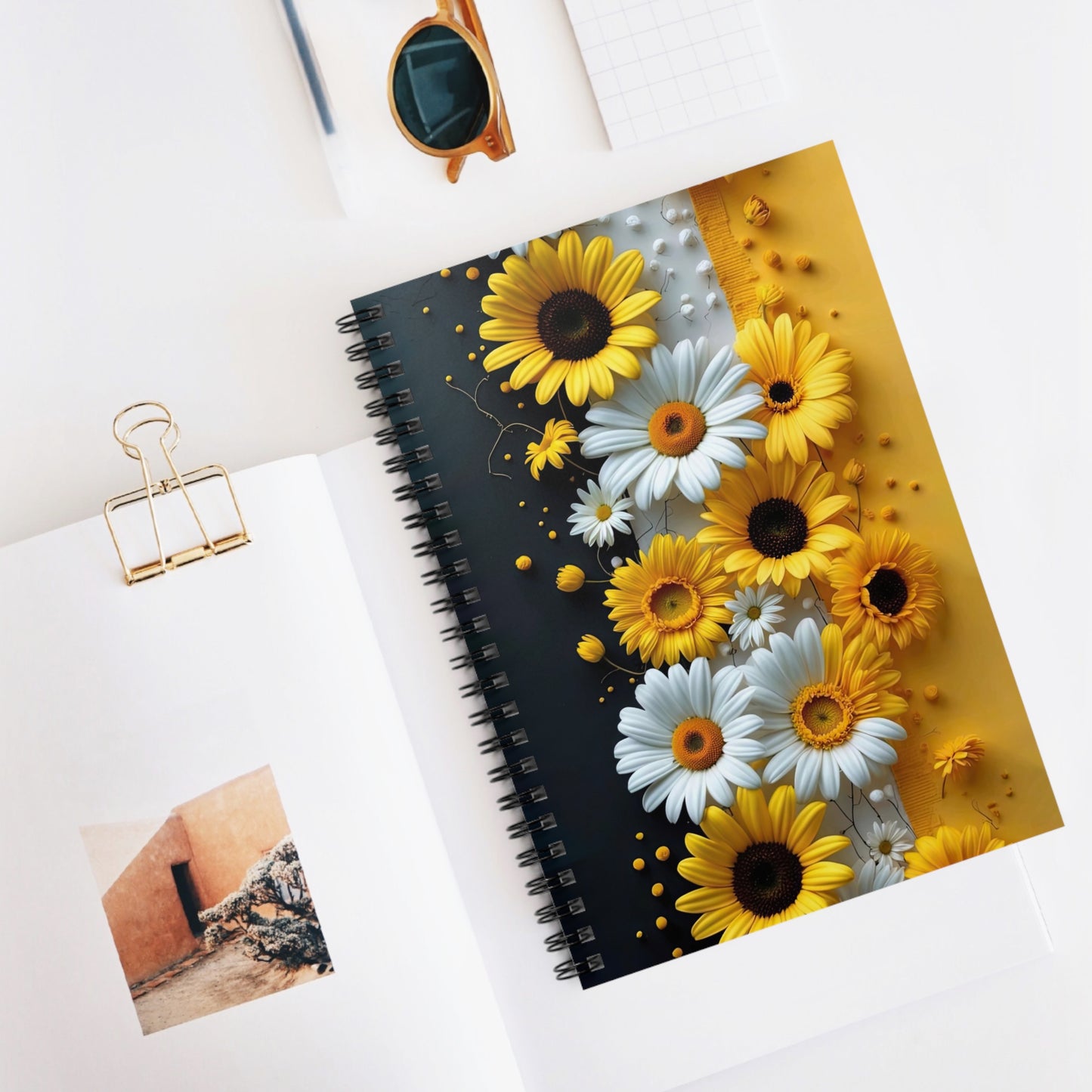 Yellow Floral Spiral Notebook 6" x 8" – Flower Design