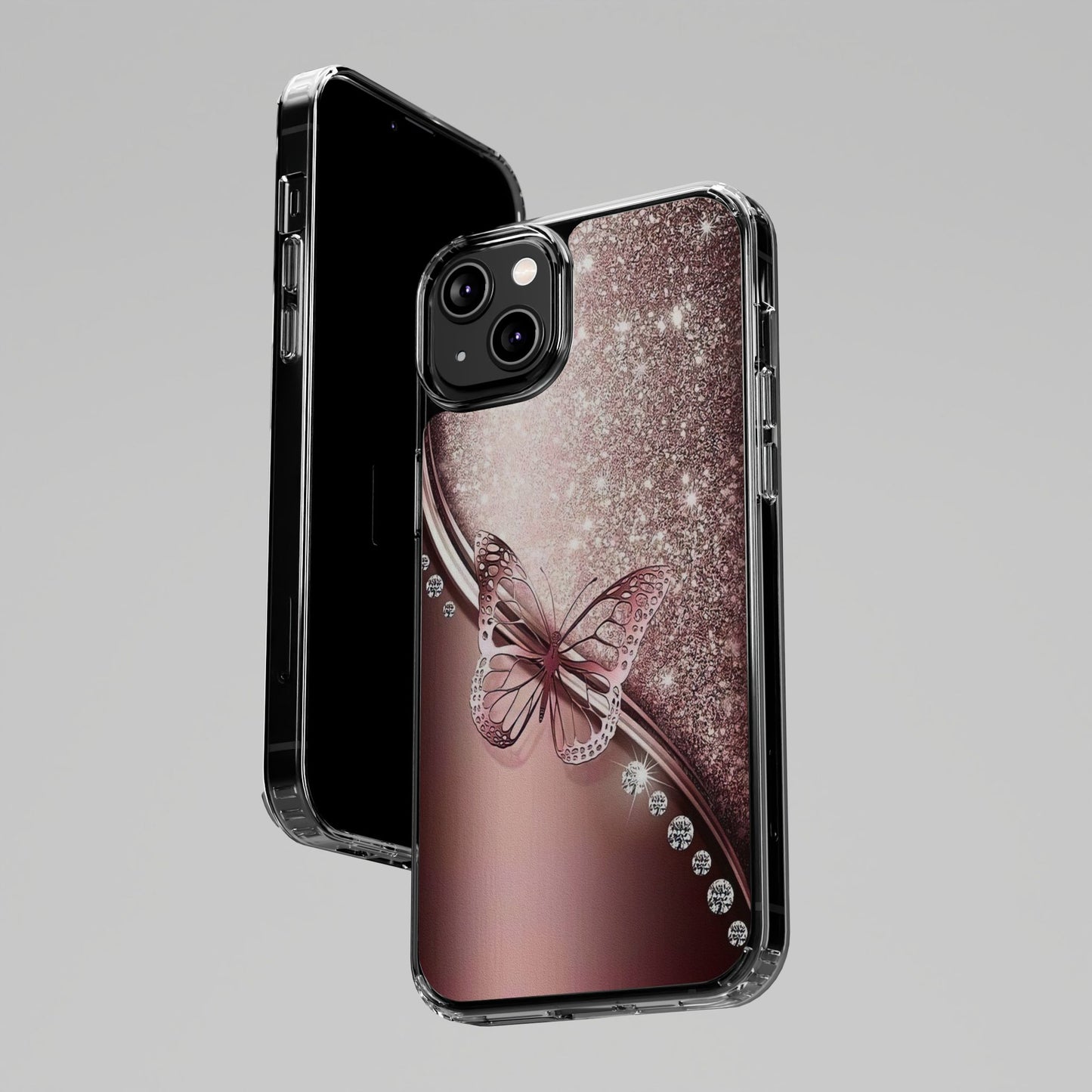 Elegant Butterfly Clear Case, Stylish Transparent Protective Cover for Women