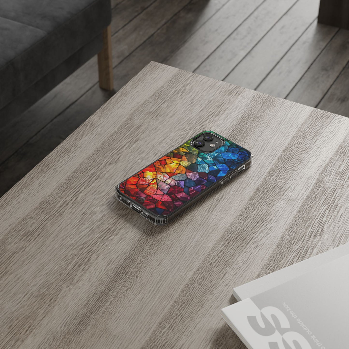 Vibrant Clear Phone Case, Colorful Stained Glass Design